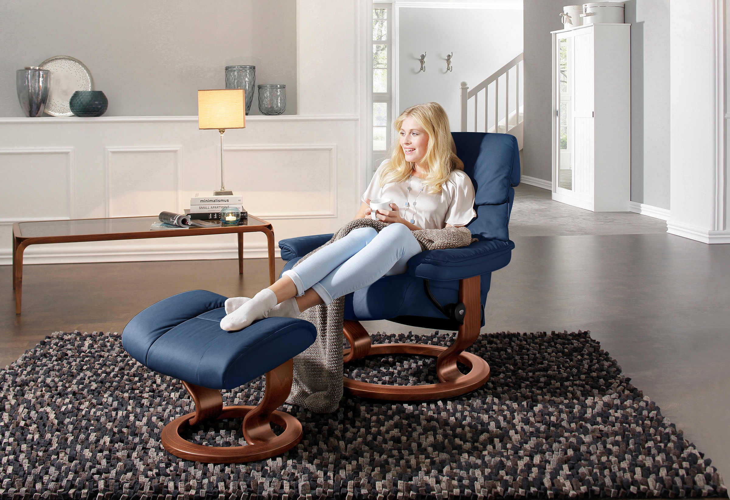 Stressless® Relaxsessel »Ruby«, (Set, Relaxsessel mit Hocker), mit Classic Base, Größe L, Gestell Eiche, Wenge, Braun & Schwarz