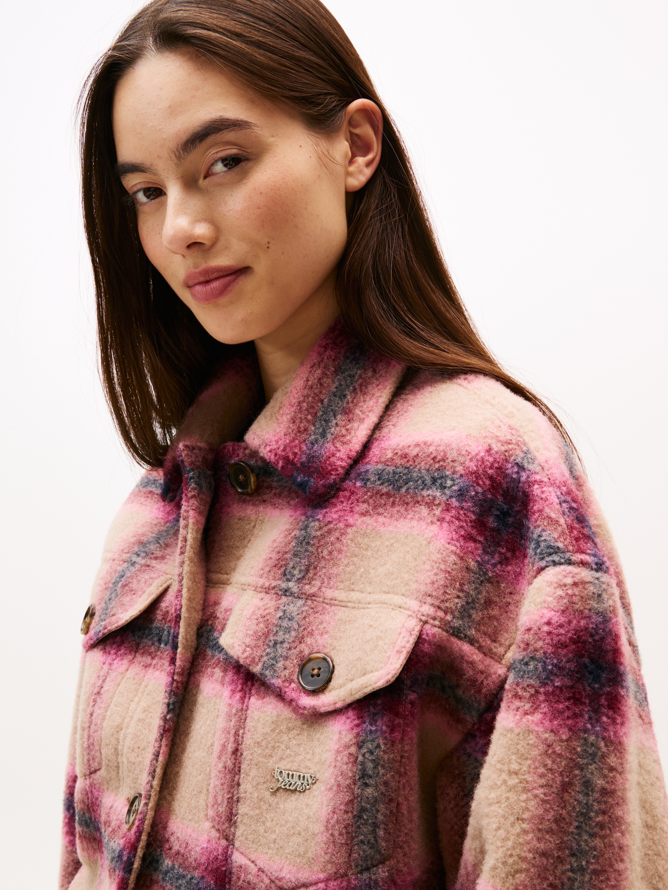 Tommy Jeans Hemdjacke »TJW WOOL TRUCKER JACKET« Materialmix, mit Wolle