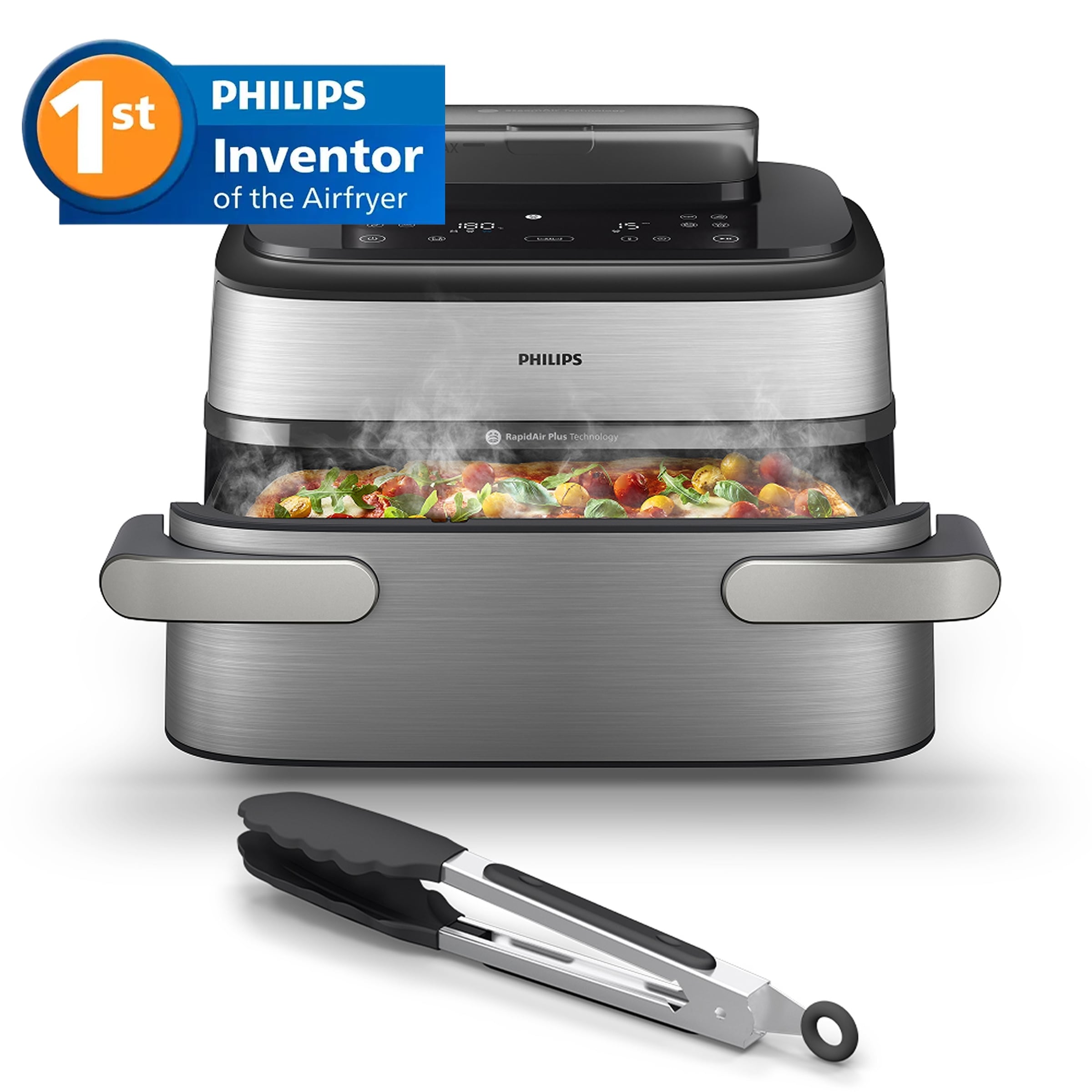 Philips Heißluftfritteuse »NA565/02 Steam Airfryer 5000 Series Megabasket, 9,5L Kapazität« 2750 W mit Dampfgarfunktion u. RapidAir Plus Technologie; inkl. Servierzange