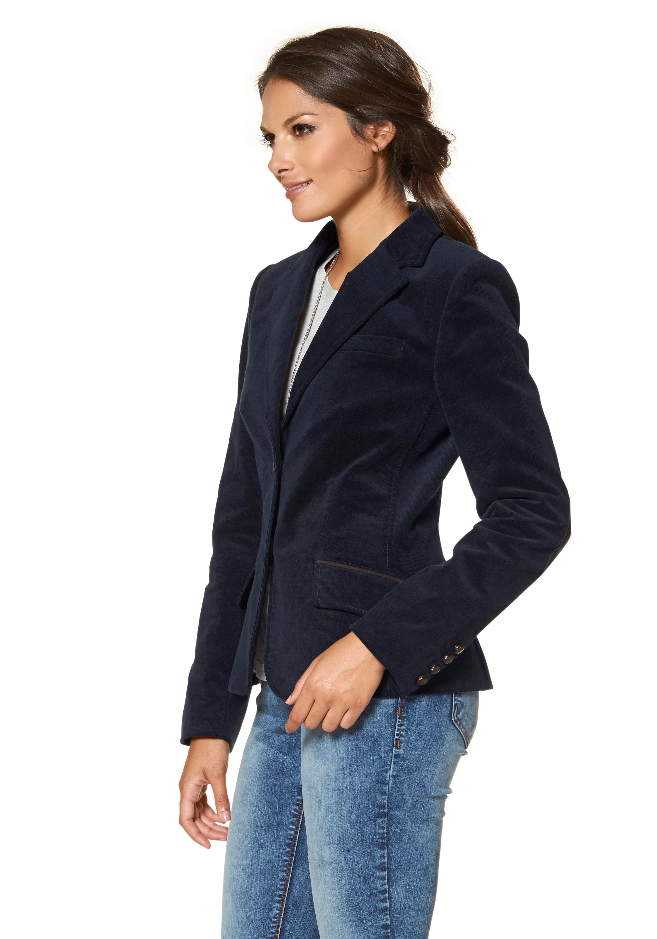 Aniston CASUAL Jackenblazer, kaufen Ärmelpatches Lederimitat-Einfassungen bequem mit und