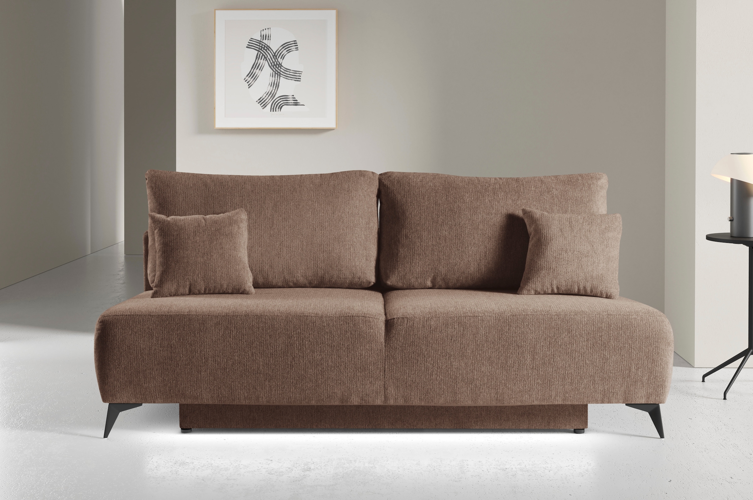 WERK2 Schlafsofa »Valerie mit Komfortsitz- und Liegehöhe, Breite 200cm,«, bequemes 2-Sitzer Schlafcouch mit Bettkasten
