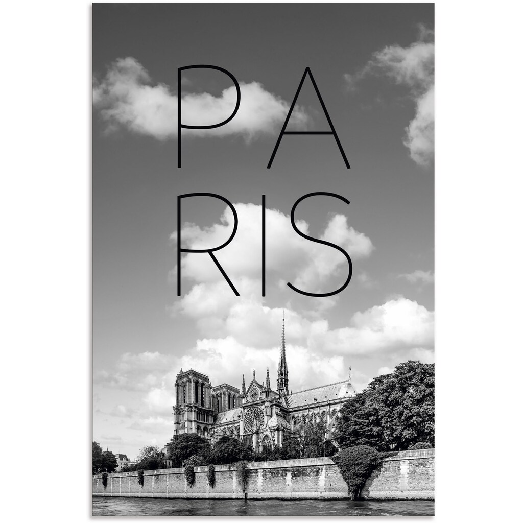 Artland Wandbild »PARIS Kathedrale Notre-Dame«, Paris, (1 St.), in vielen Größen & Produktarten - Alubild / Outdoorbild für den Außenbereich, Leinwandbild, Poster, Wandaufkleber / Wandtattoo auch für Badezimmer geeignet