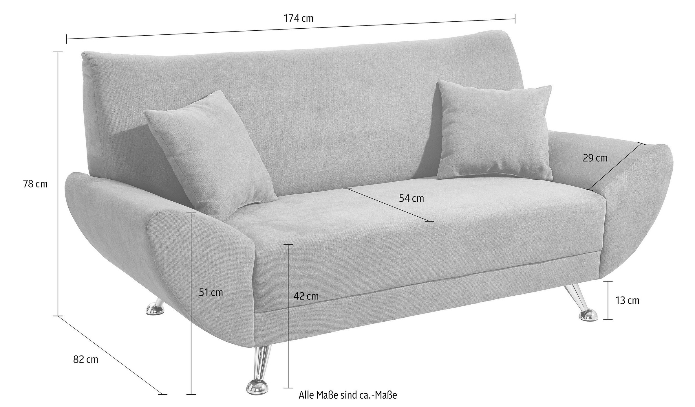 Home affaire 2-Sitzer »Saltare, elegant und komfortabel, toller Designfuß«