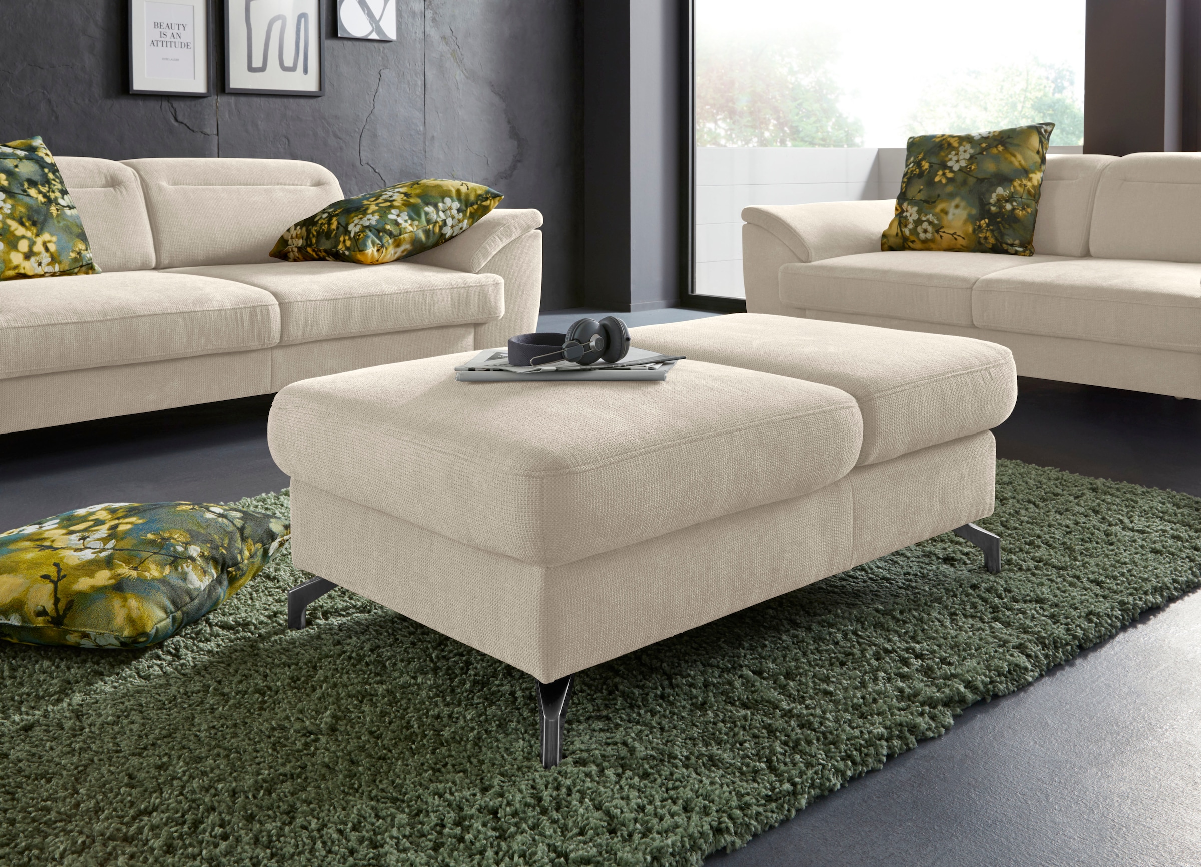 sit&more Hocker »Percy«, Fußhöhe 12 cm, mit Klappfunktion, wahlweise in 2 Fußfarben