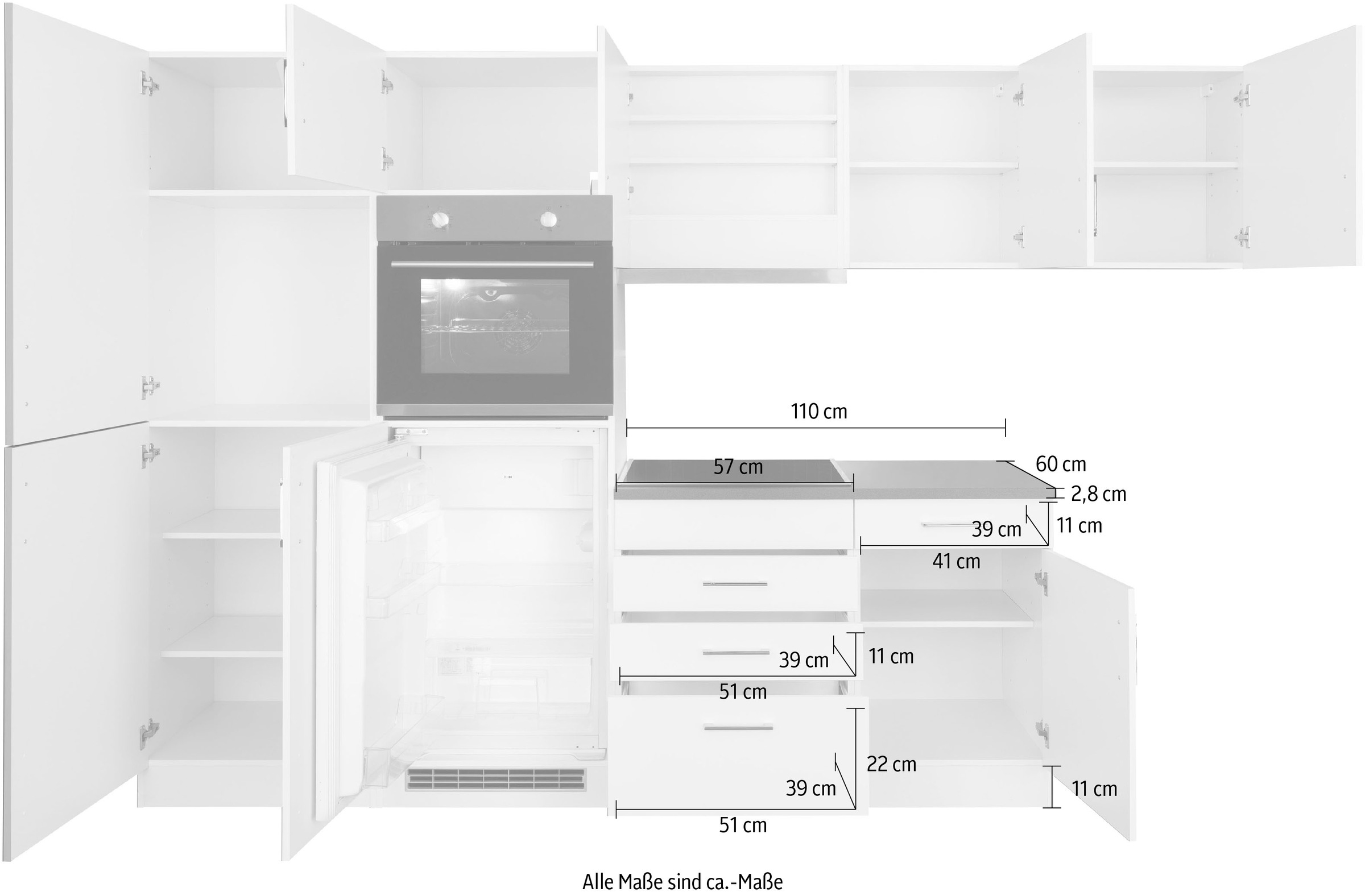 HELD MÖBEL Winkelküche »Paris«, Stellbreite 290/220 cm, wahlweise mit Induktionskochfeld