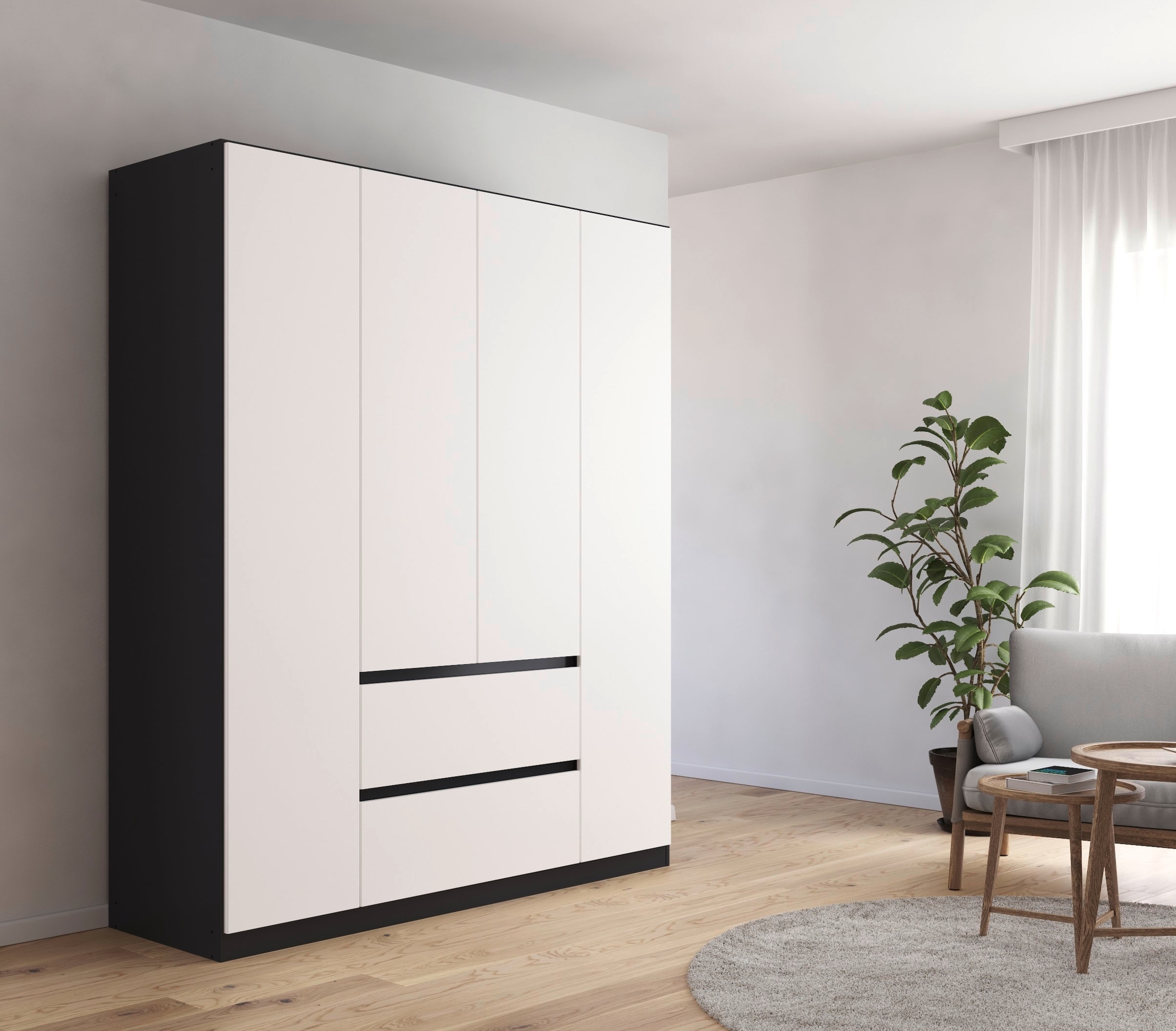 rauch Drehtürenschrank »Kleiderschrank Schrank Garderobe Garderobenschrank MAINZ«, grifflose Front, Außentüren mit Push-to-Open Funktion MADE IN GERMANY