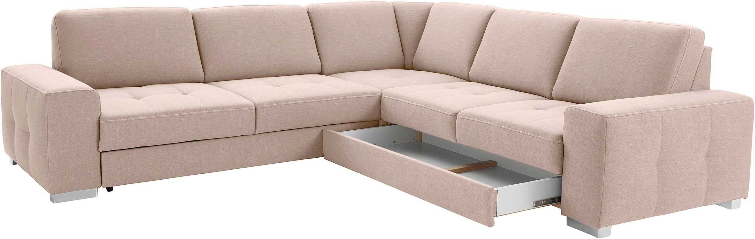 sit&more Ecksofa »Santorini L-Form«, mit Federkern und Sitztiefenverstellung, wahlweise mit Bettfunktion