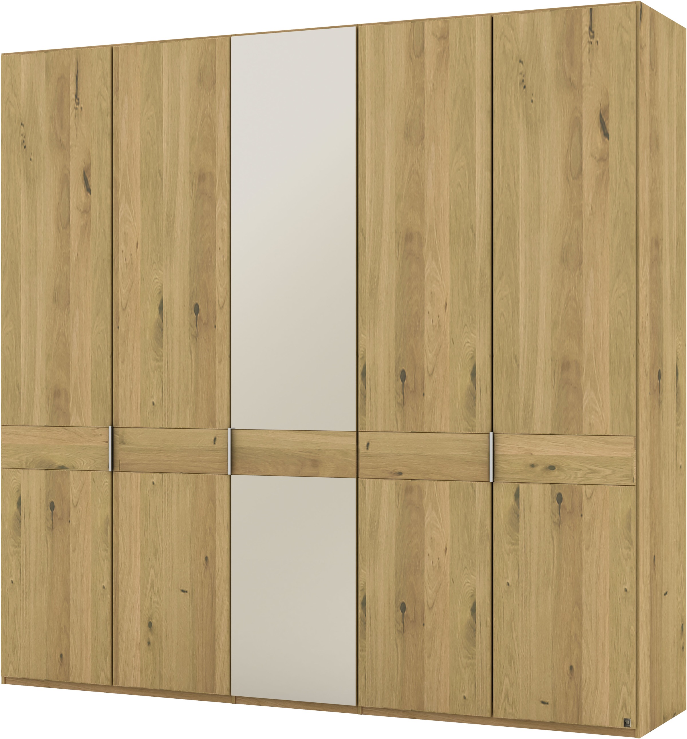 Musterring Drehtürenschrank »Savona, Kleiderschrank, Schrank, Garderobe, teilmassiv Eiche«, (mit Türdämpfern, mit Spiegel oder Glas, extra Böden, MADE IN GERMANY), Türen in Bianco-Eiche massiv, Spiegel-/Glastüren, verschiedene Größen