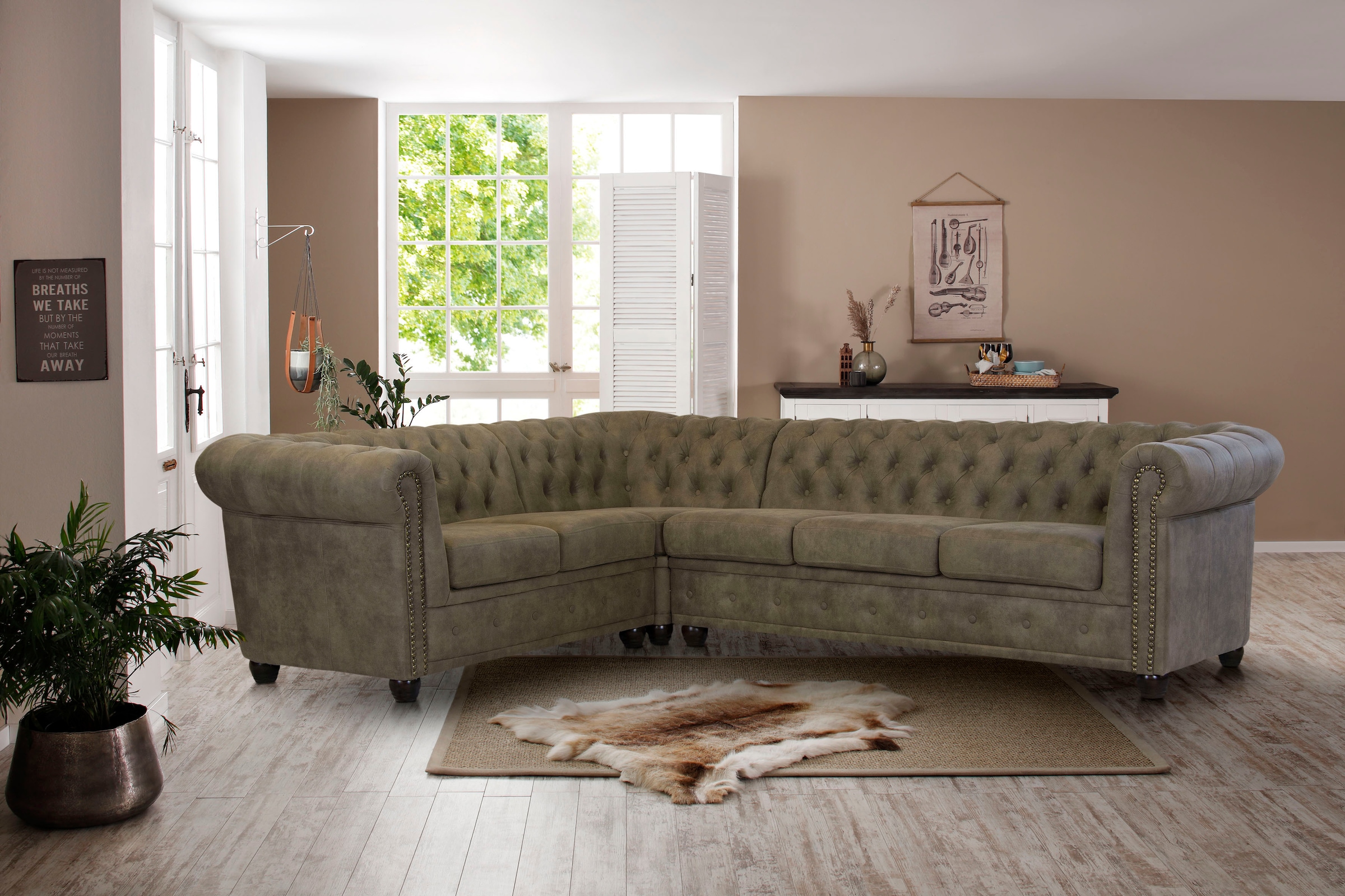 Home affaire Chesterfield-Sofa »Rysum L-Form«, Chesterfield-Optik, langer S günstig online kaufen