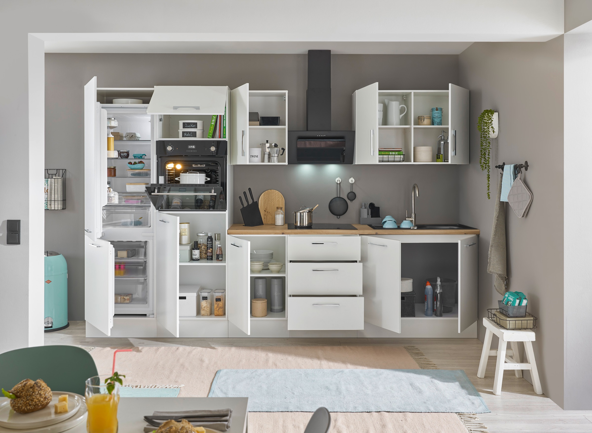 BASIC by Balculina Küchenzeile »Turin«, Breite 330 cm, wahlweise mit E-Geräten