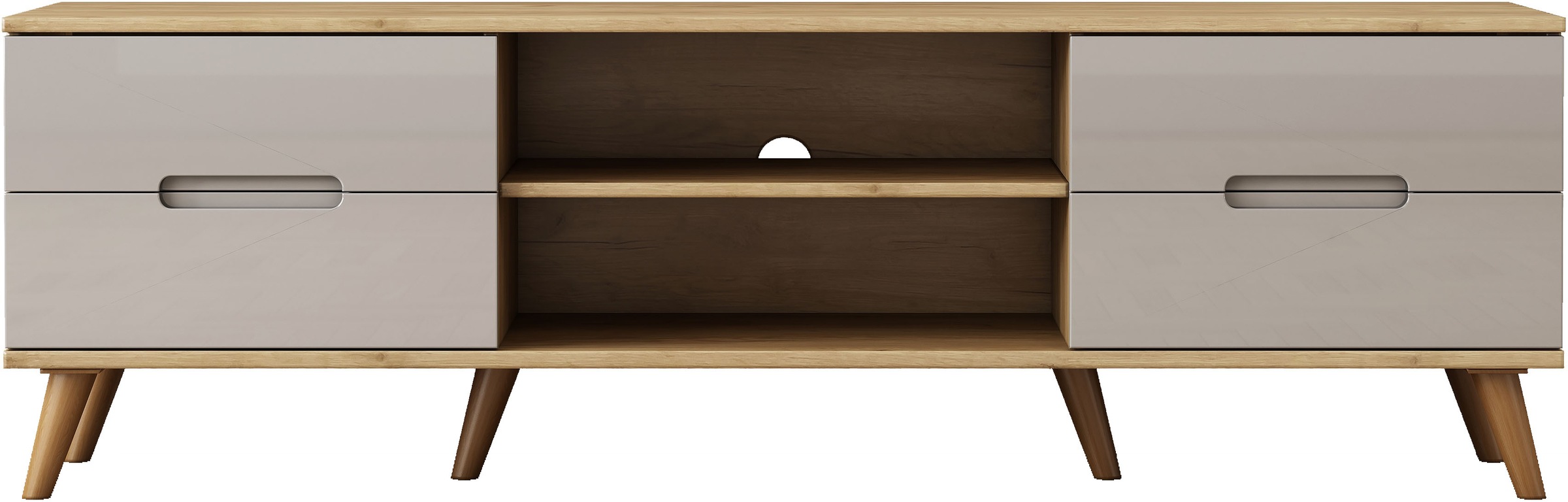 OTTO home TV-Board »Lund« glänzende Fronten, Kabeldurchführung, helles Holz günstig online kaufen