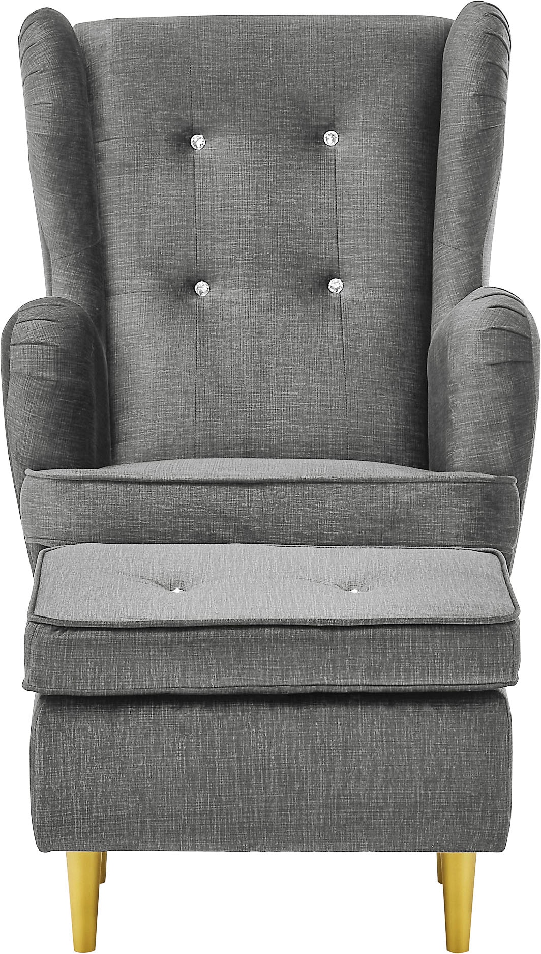 ED EXCITING DESIGN Ohrensessel »Tom«, mit Strasssteinen & goldenen Füßen
