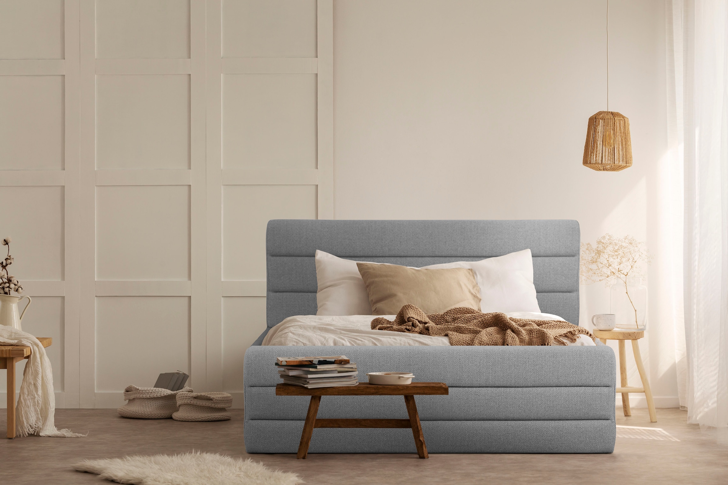 OTTO products Polsterbett "Merrit" Quernaht im Kopf- und Fußteil, in 5 Brei günstig online kaufen