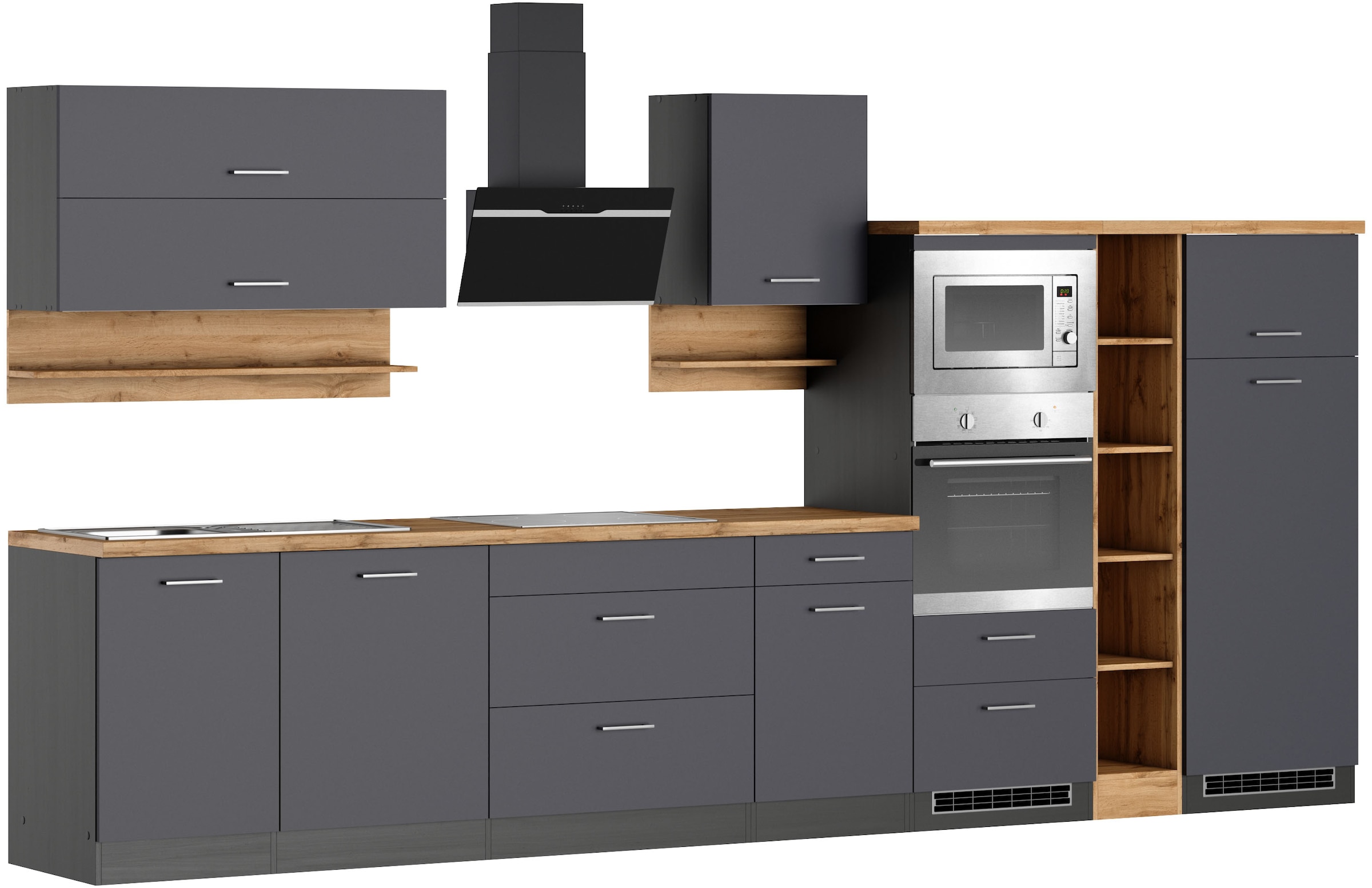 KOCHSTATION Küchenzeile »KS-Milan« 390 cm breit, viel Stauraum, wahlweise m günstig online kaufen