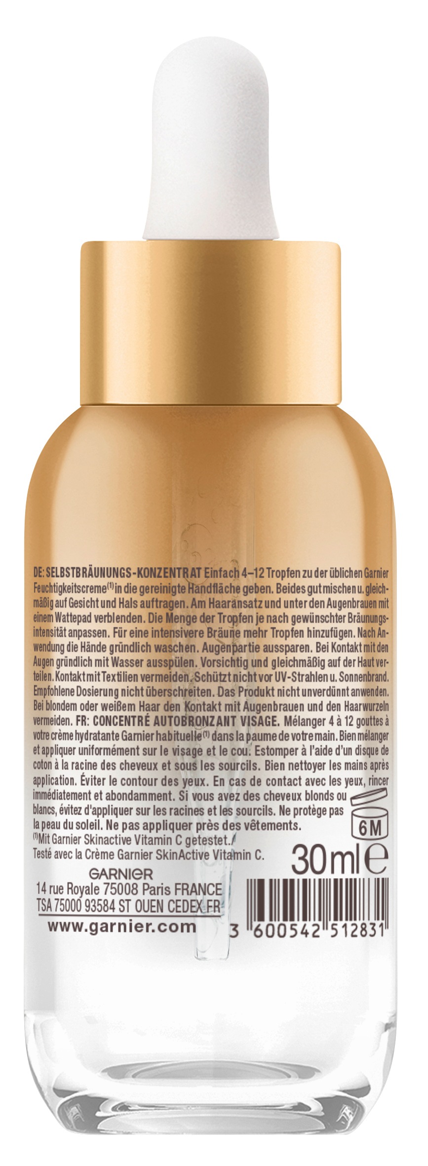 GARNIER Selbstbräunungskonzentrat »AMBRE SOLAIRE NATUTRAL BRONZER« sorgt für einen Teint, pflegt die Haut zugleich, zieht schnell ein