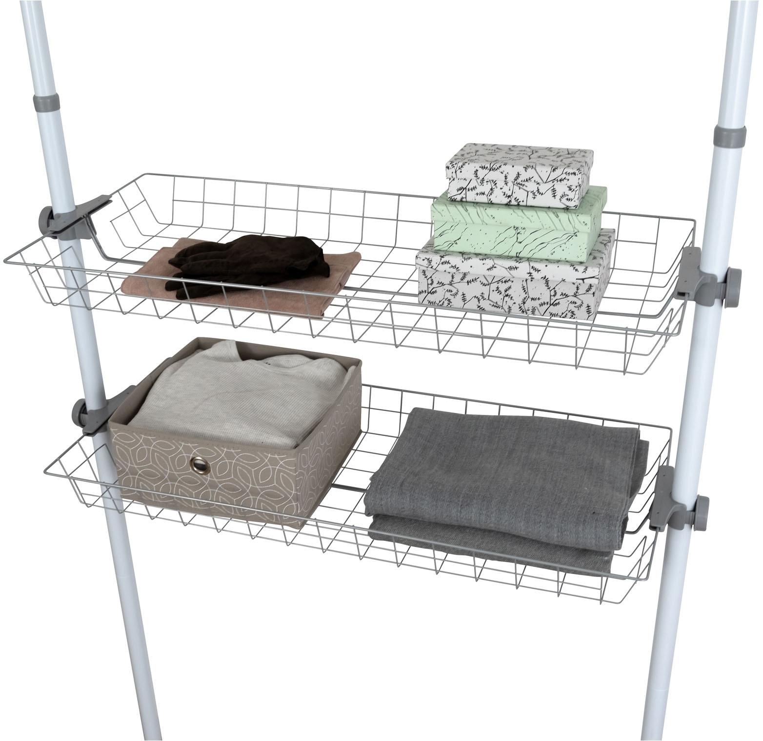 WENKO Organizer »Modell Herkules«, (Set, 2 St.), Drahtkörbe aus Stahl, Erweiterung zum Teleskop-System Herkules