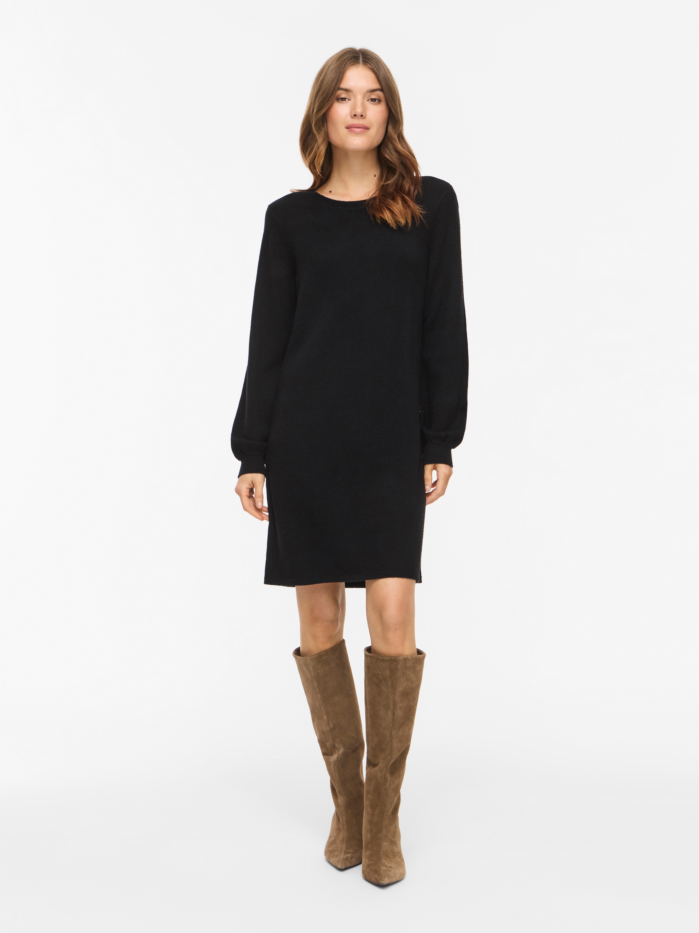 Vila Strickkleid »VIRIL L/S VOLUME SLEEVE KNIT DRESS-NOOS« Materialmix, normal geschnitten