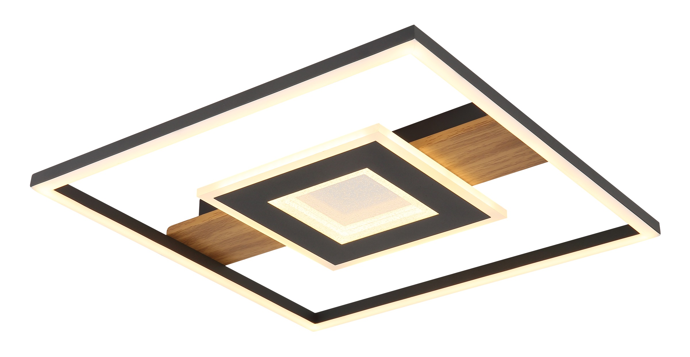 GLOBO LIGHTING LED Deckenleuchte »PIKARA« LED-Modul Warmweiß Deckenlampe/holzoptik/Acrylkristalle klar/modern