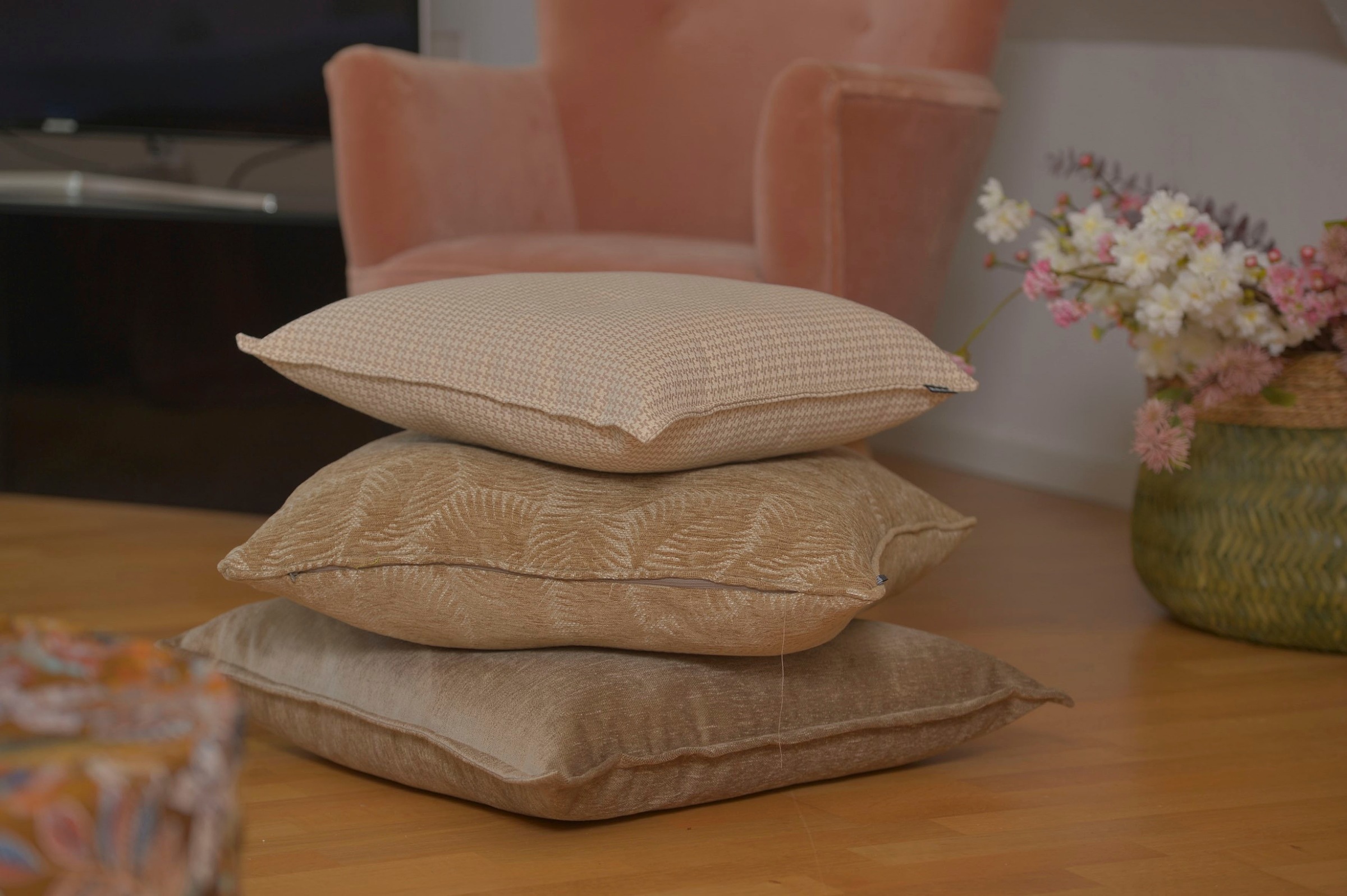 H.O.C.K. Dekokissen "Nelly" mit Blätter-Muster, Kissenhülle mit Füllung, 1 günstig online kaufen