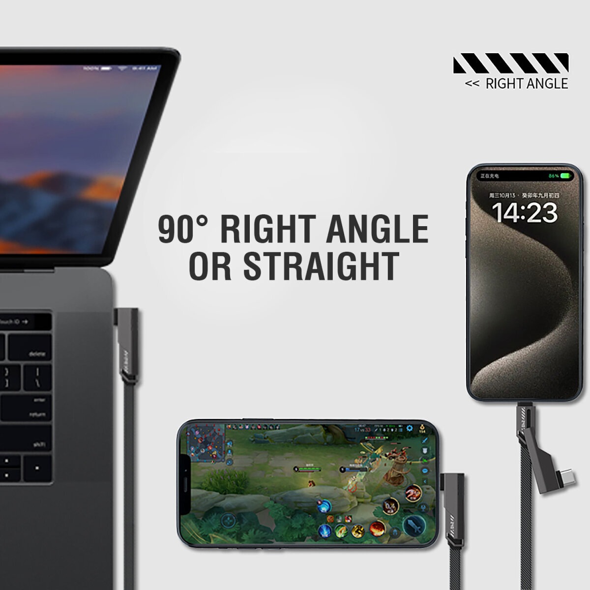 4smarts USB-Kabel »USB-C Kabel ComboCord Flat Right Angle 240W 1,5m«, USB-C, 150,00 cm
