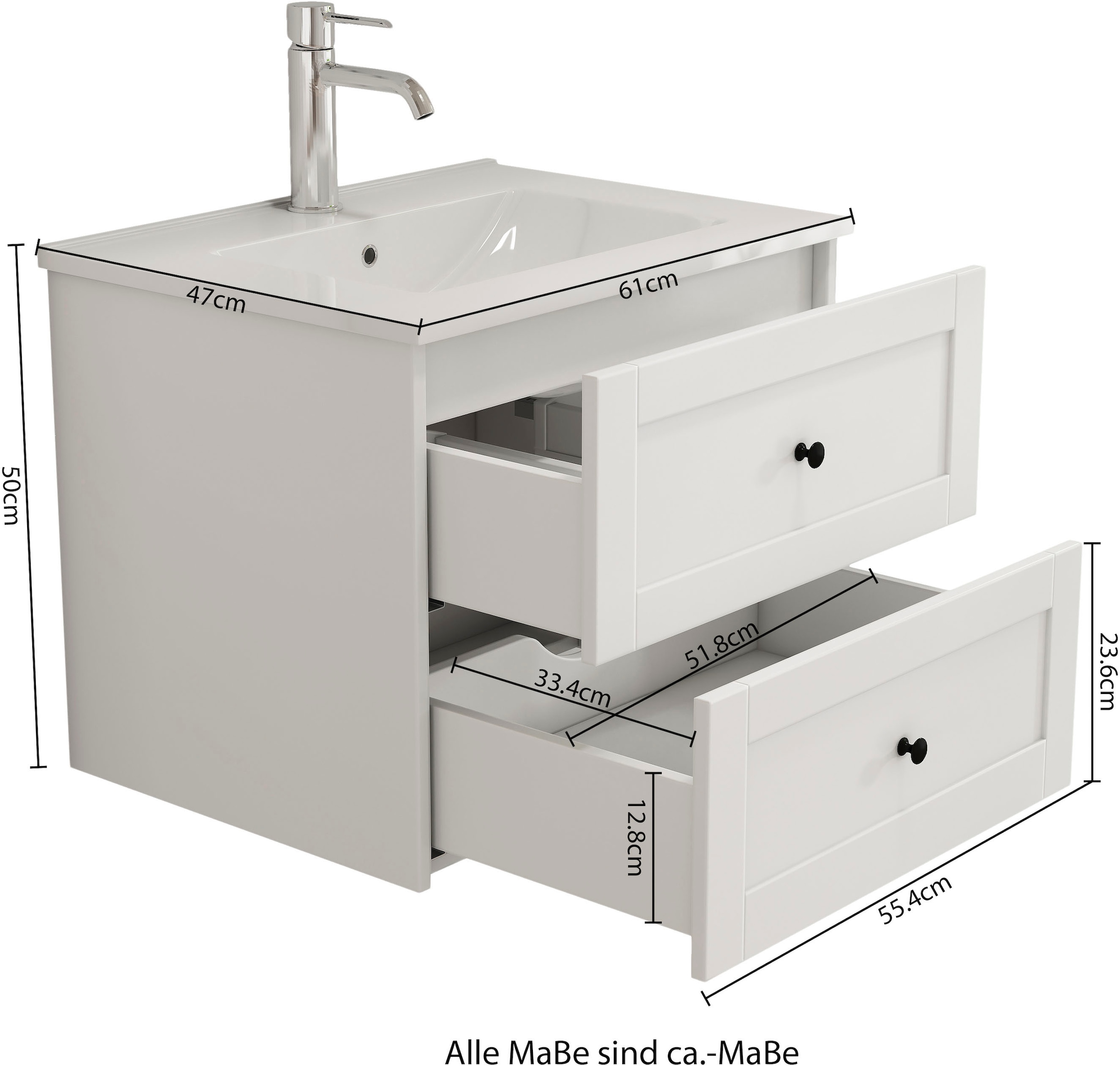 welltime Waschtisch »Rotterdam« Badmöbel inkl. Keramikwaschbecken, in verschiedenen Breiten erhältlich