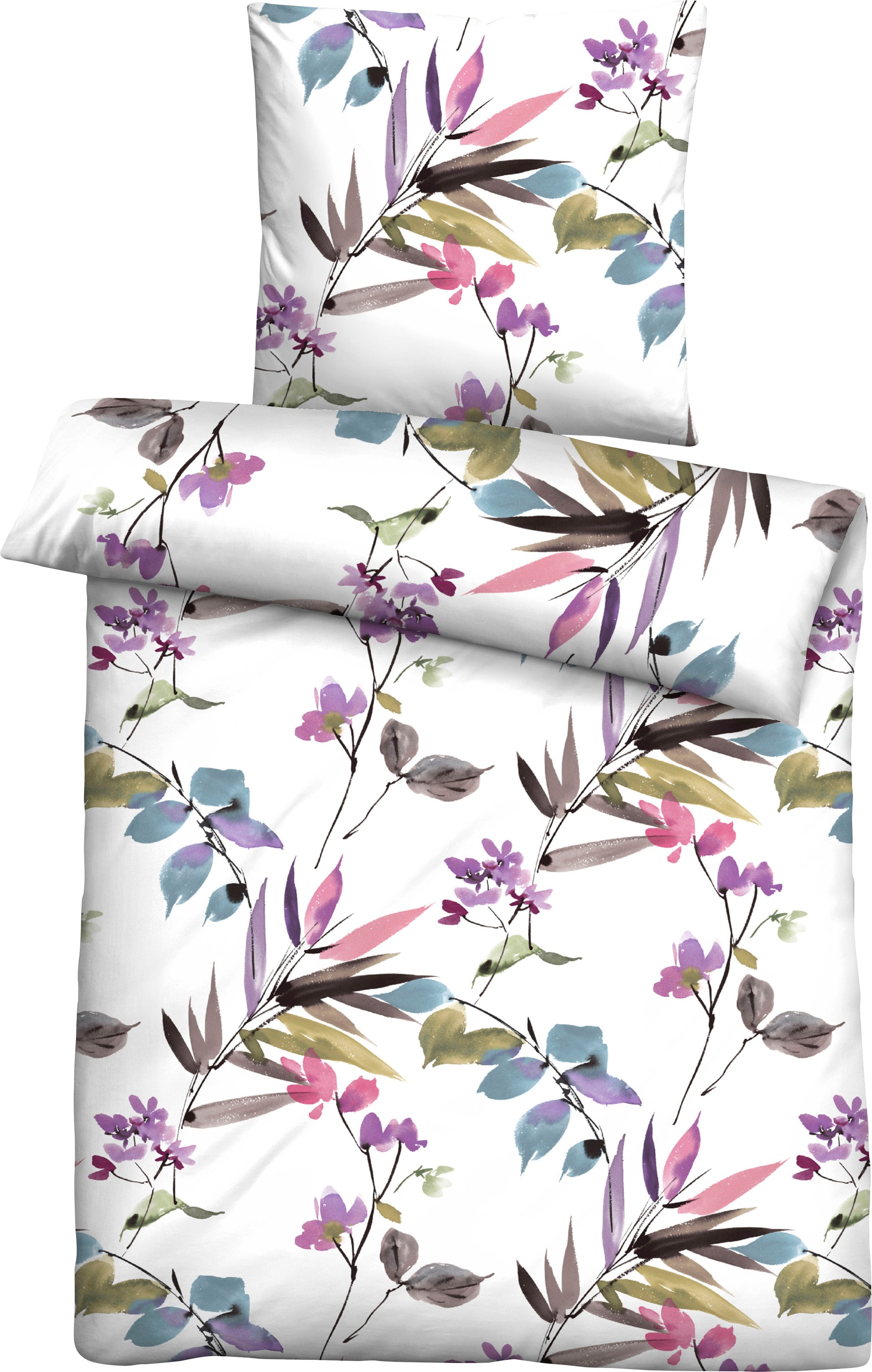 Biberna Bettwäsche »Maria in Gr. 135x200 oder 155x220 cm«, aus Baumwolle, florale Bettwäsche in Soft-Seersucker Qualität