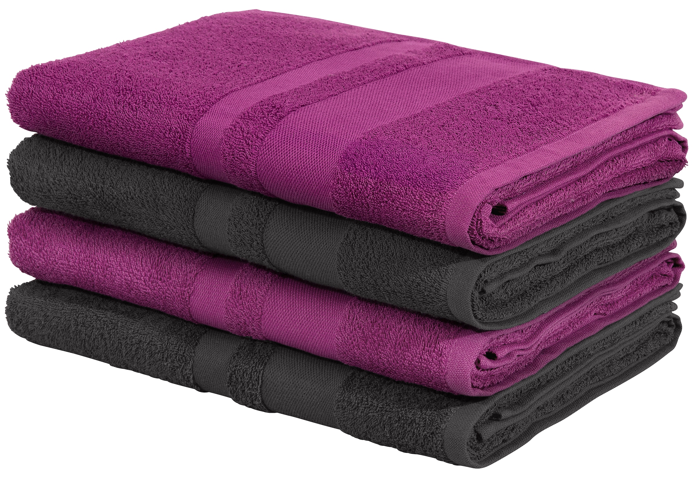 OTTO home Duschtücher »Vanessa, 4 Duschtücher, 70x140cm, in Standard- und Premium-Qualität« Handtücher mit Bordüre, 100% Baumwolle, einfarbig, weich