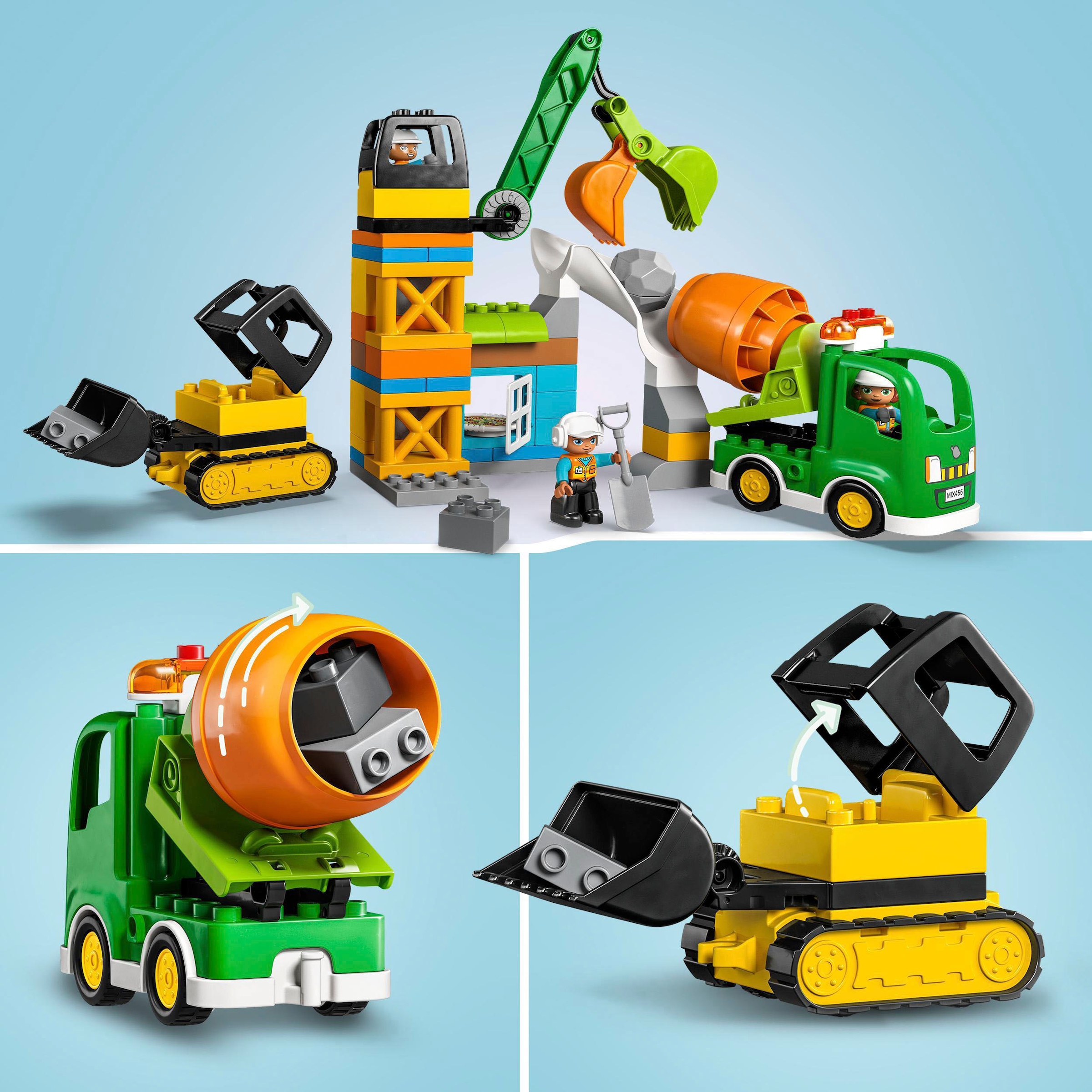 LEGO® Konstruktionsspielsteine »Baustelle mit Baufahrzeugen (10990), LEGO® DUPLO Town«, (61 St.), mit Licht und Sound; Made in Europe