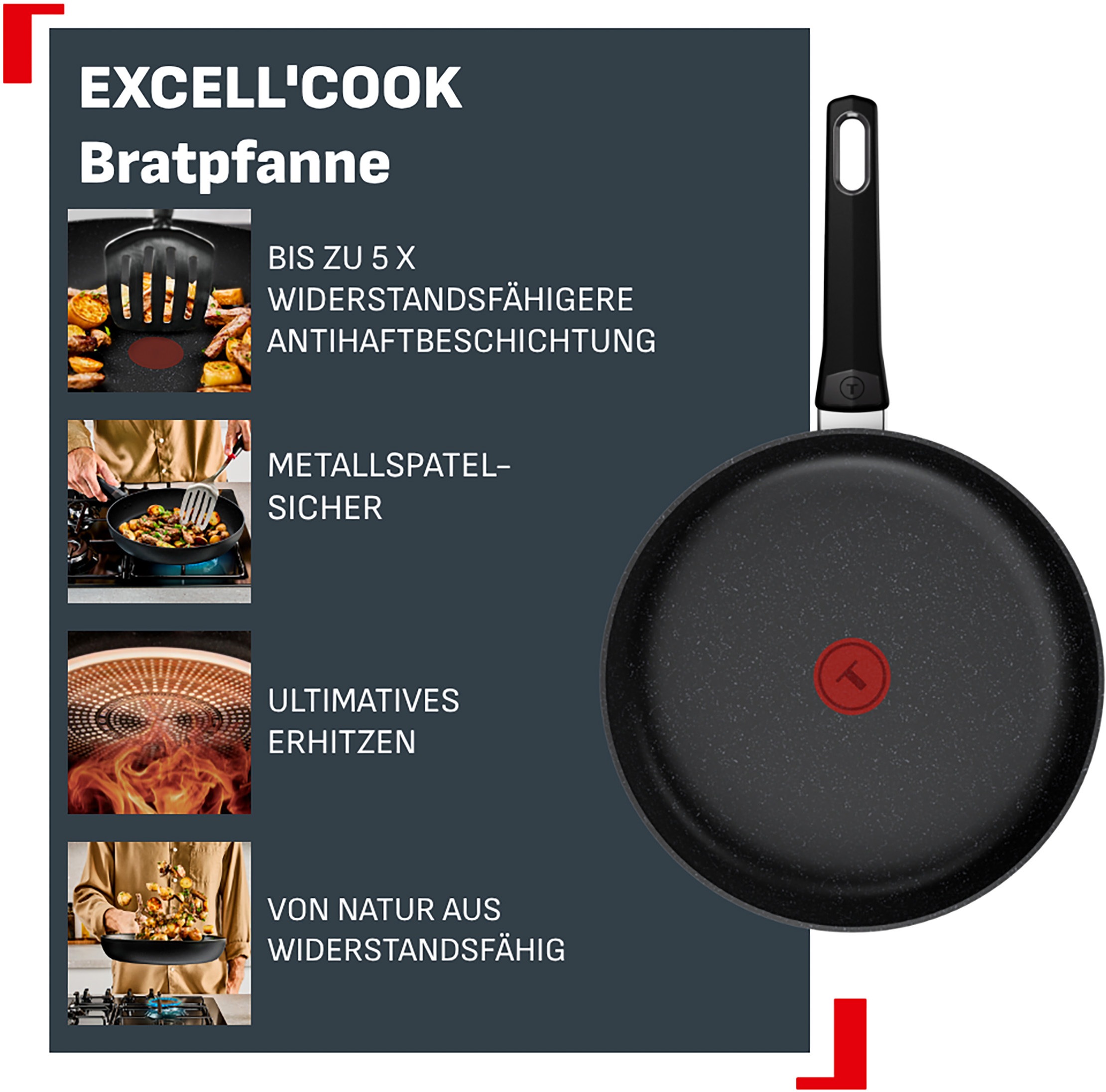 Tefal Bratpfanne »Excell'Cook« Aluminium 1 tlg. leistungsstarke Antihaftbeschichtung, Induktion, metallspatelsicher
