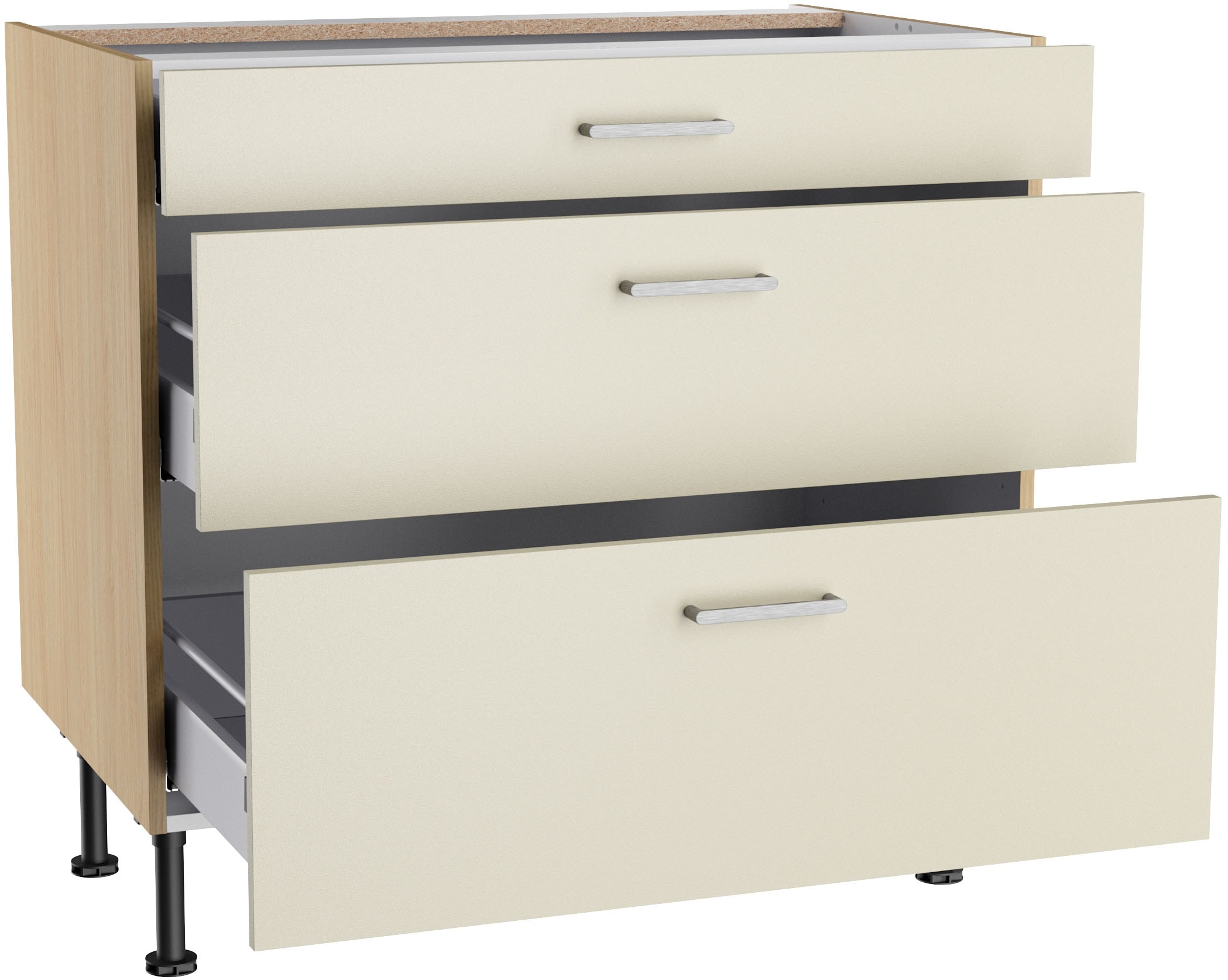 KOCHSTATION Unterschrank »KS-Lucy« Breite 90 cm, 1 Schubkasten, 2 Auszügen, Soft-Close, verstellbare Füße