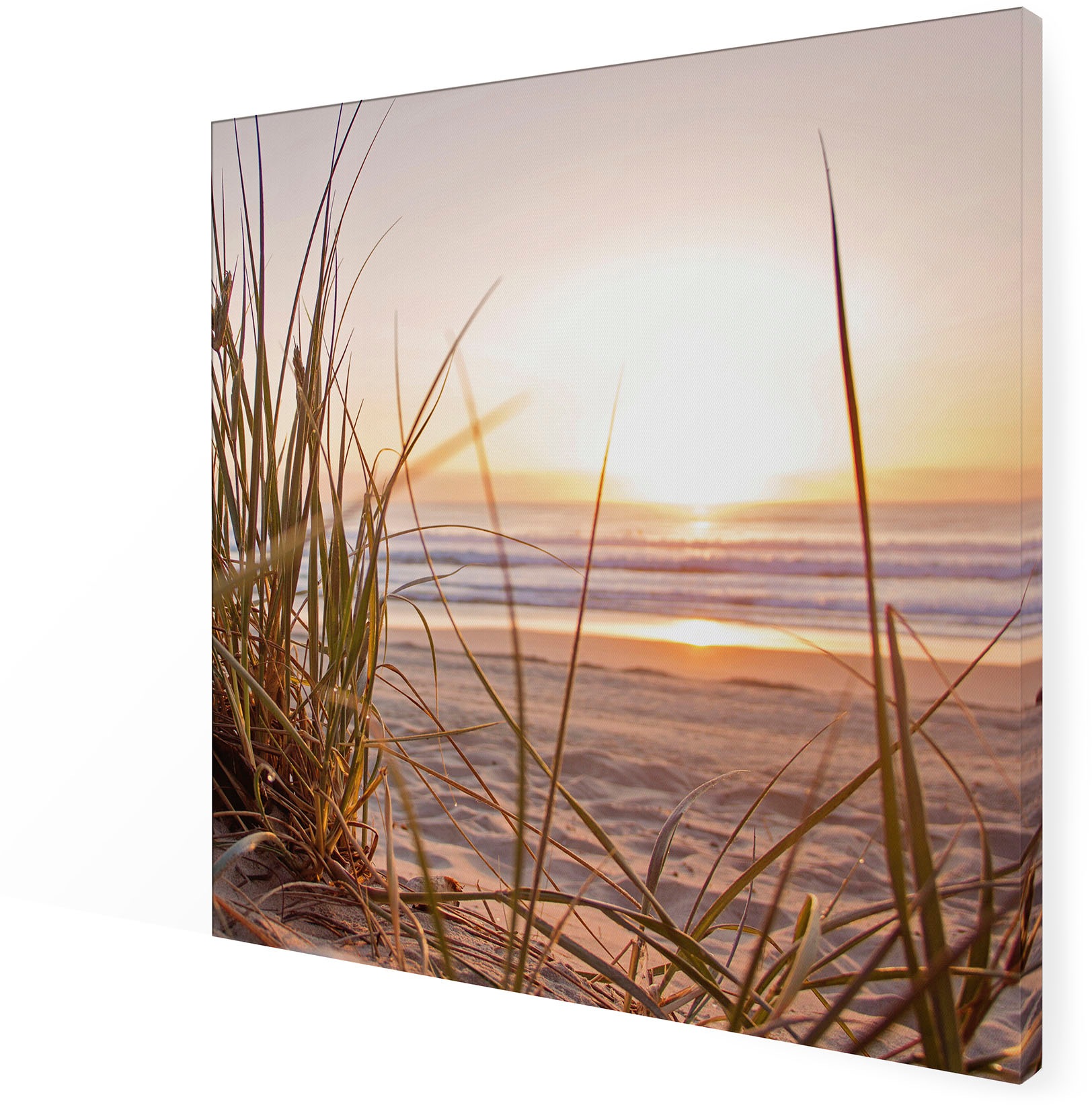 Art for the home Leinwandbild »Outdoor Sonnenuntergang 50x50cm«, Romantisch-Strand, (1 St.), Leinwand für draußen -Sonnenuntergang Dünen - 50x50cm