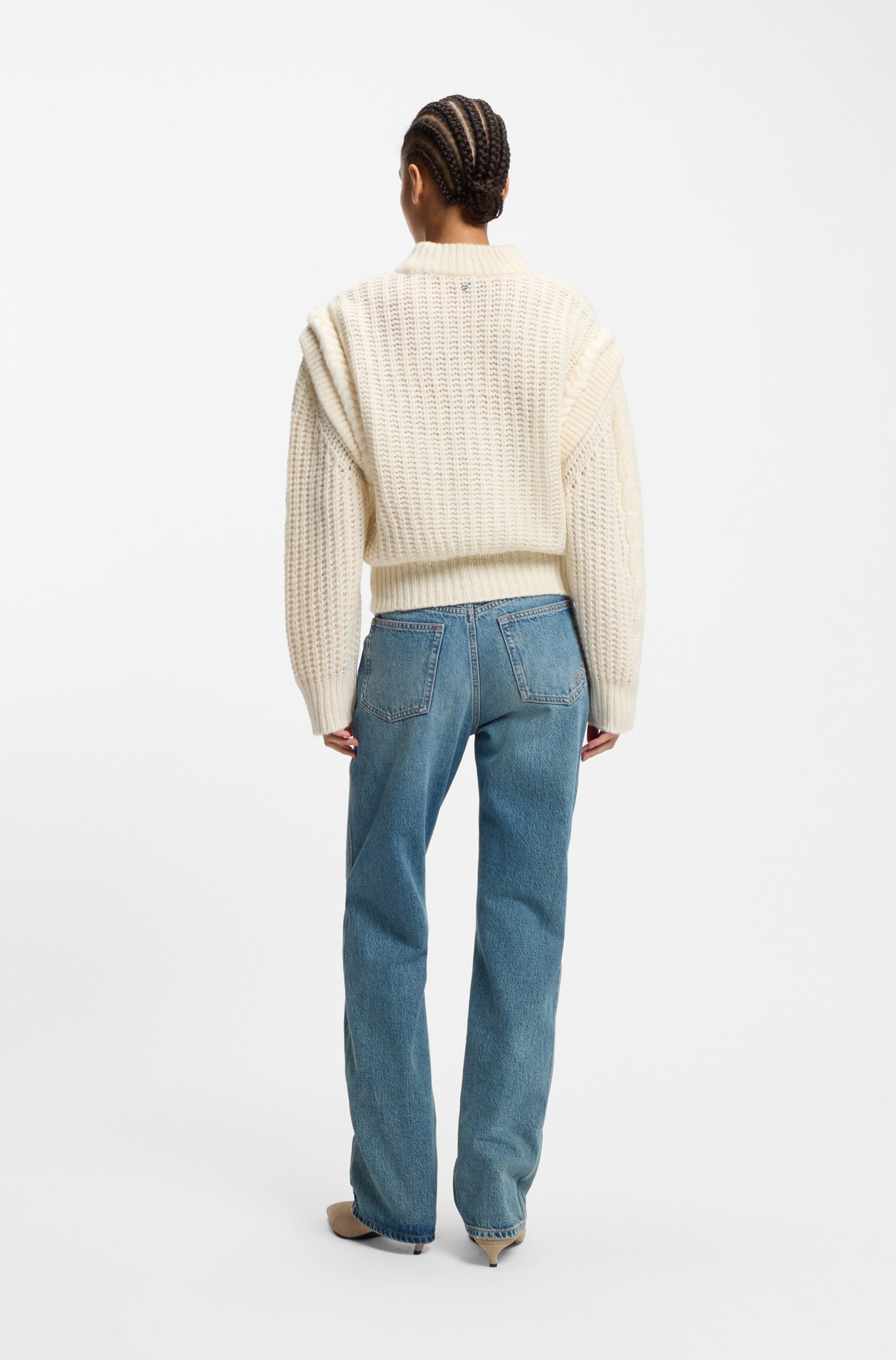 BOSS ORANGE Strickpullover »Fasta Premium Damenmode« mit Stehkragen, Alpaka-Wolle