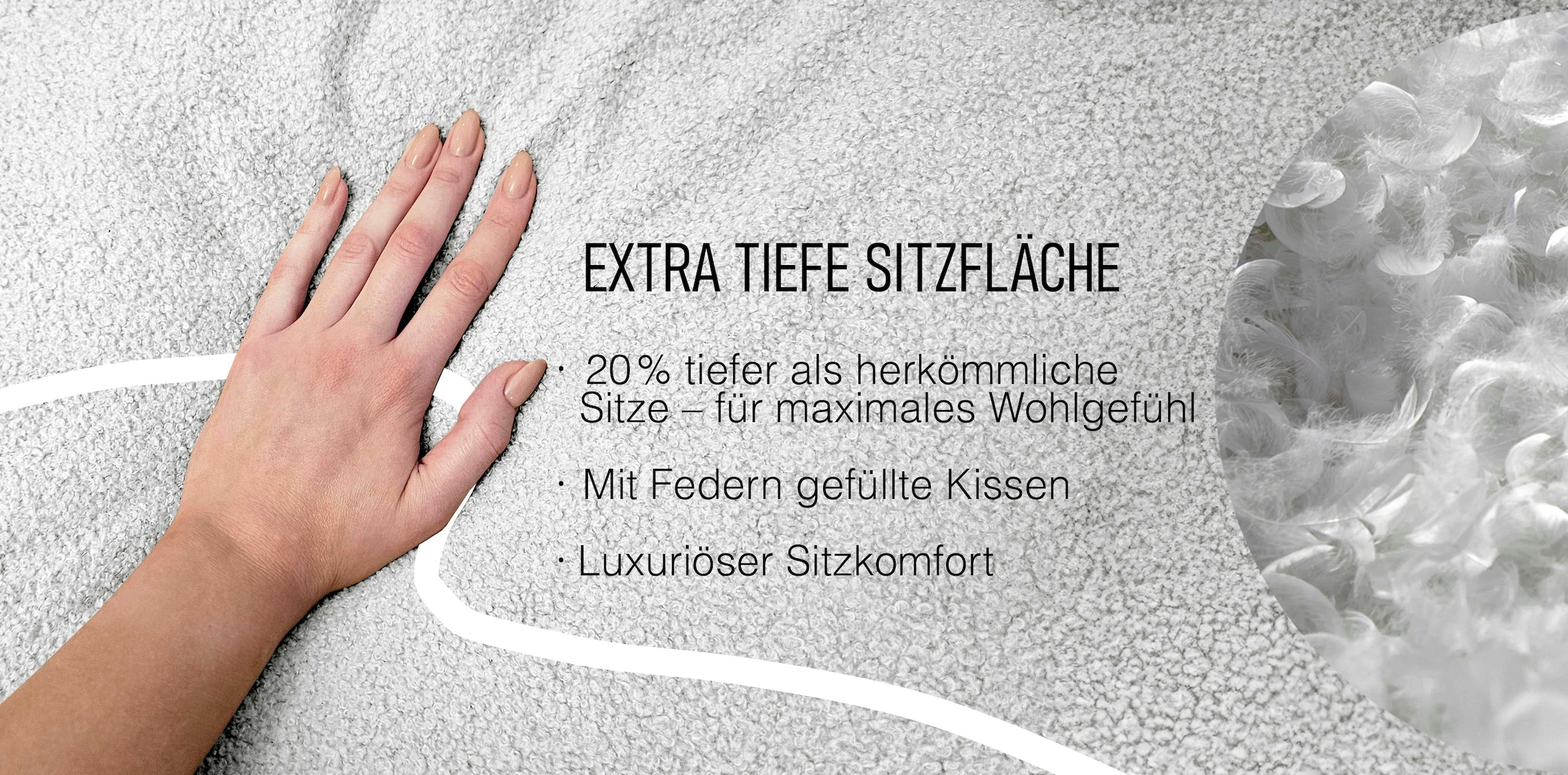 Guido Maria Kretschmer Home&Living 2,5-Sitzer »Pantin«, extra weich und kuschelig, Füllung mit Federn und Daunen