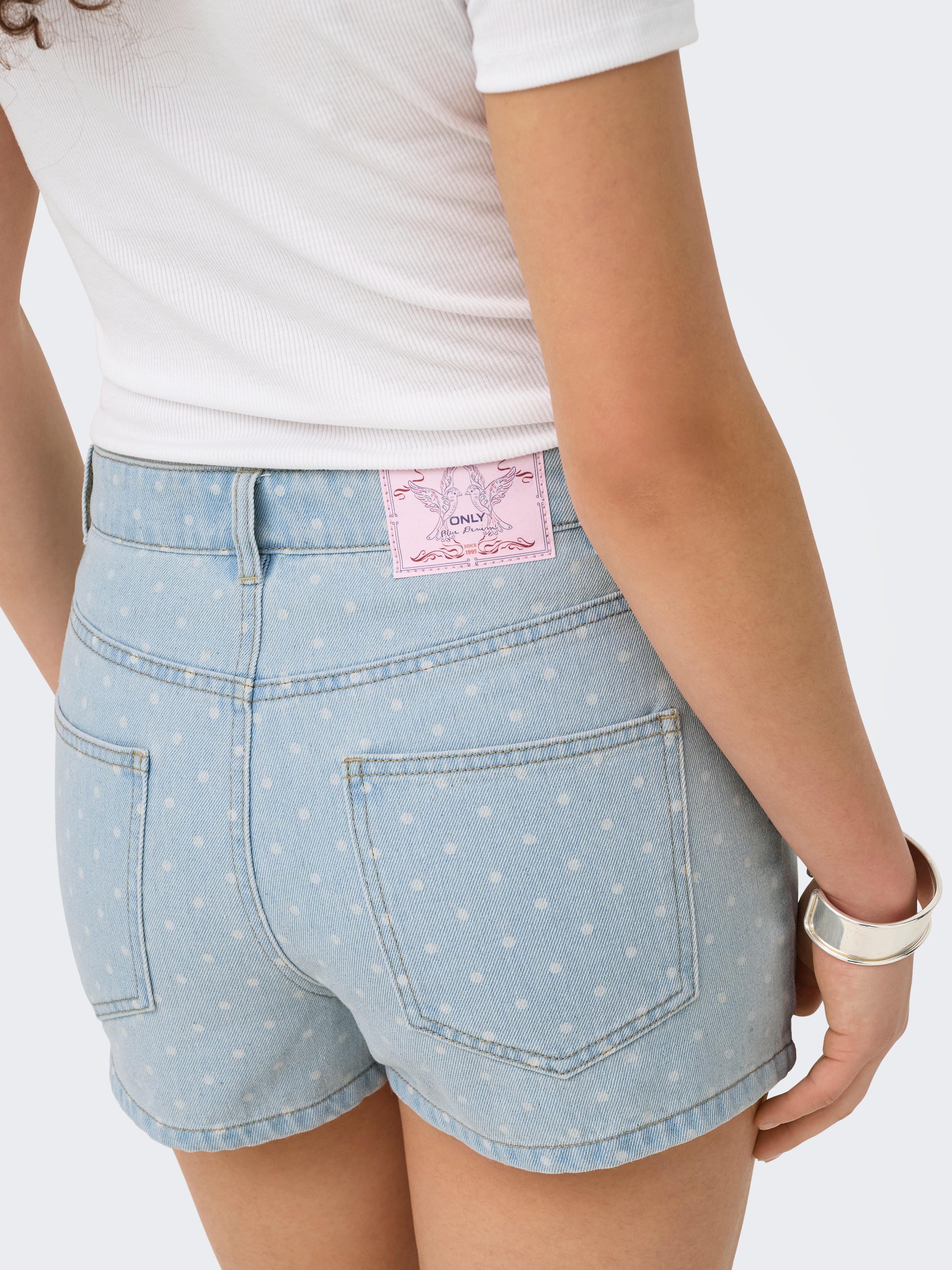 ONLY Jeansshorts »ONLROBYN HW DOT DNM SHORTS SIJI« Baumwolle, High Waist