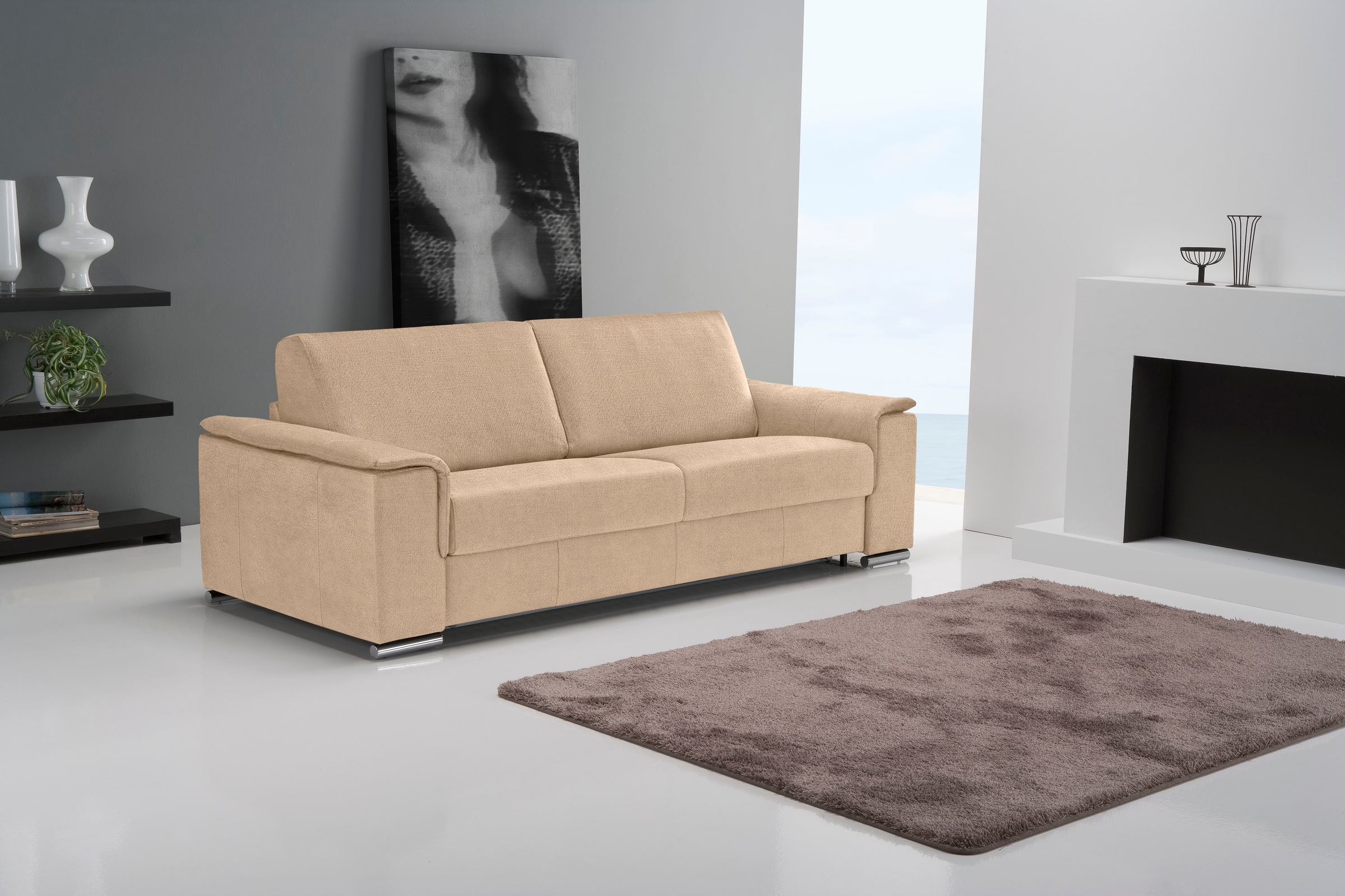 Egoitaliano Schlafsofa »Cecilia, modern & elegant, erstklassiger Sitzkomfort, Dauerschläfer«, inkl. Matratze und hochwertigem Metallbettrahmen, toller Schlafkomfort