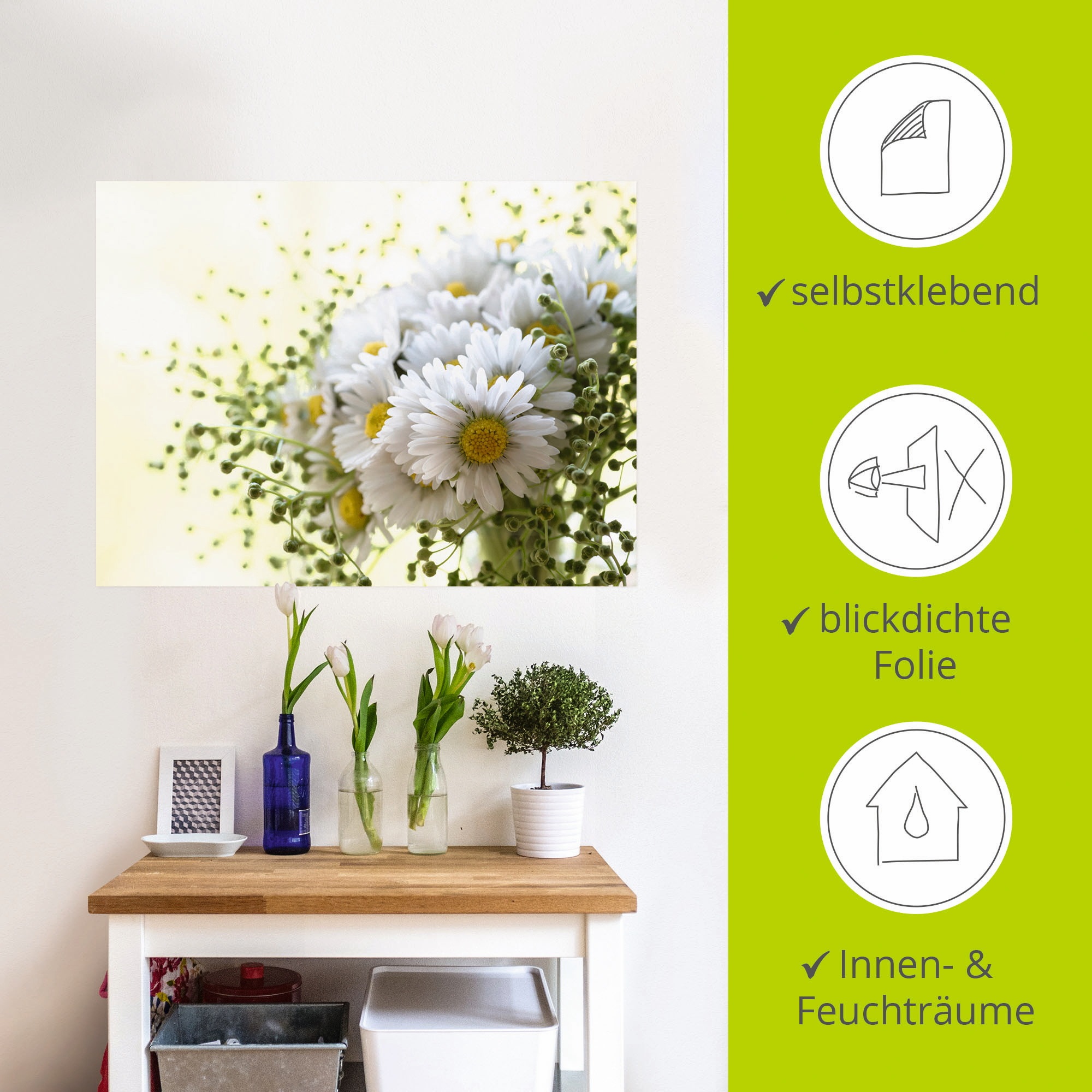 Artland Wandbild »Gänseblümchen und Hofstaat«, Blumen, (1 St.), als Leinwandbild, Poster, Wandaufkleber in verschied. Größen
