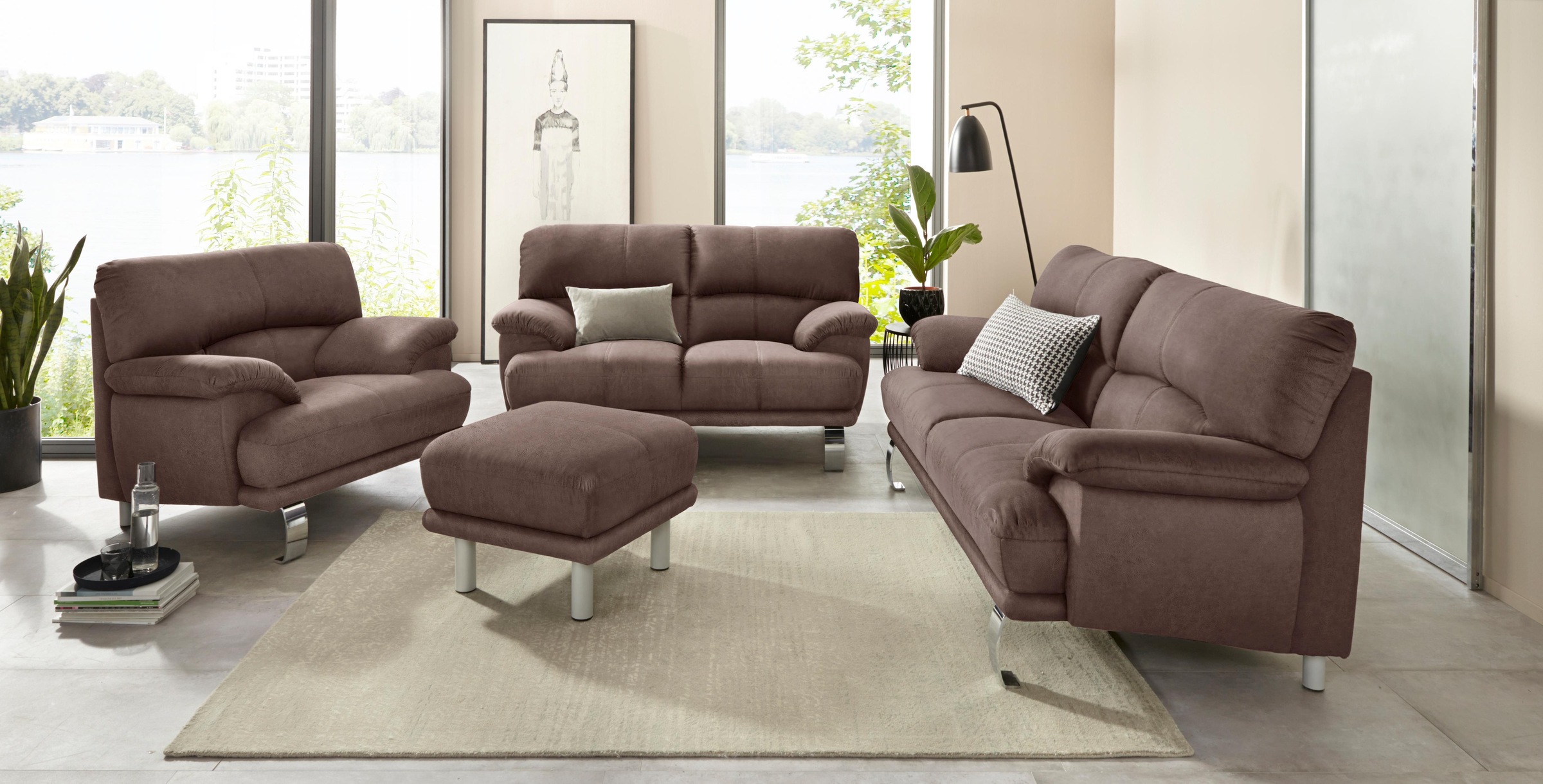 TRENDMANUFAKTUR Hocker »Cecilia II, modern und elegant, B/T 66/66cm«