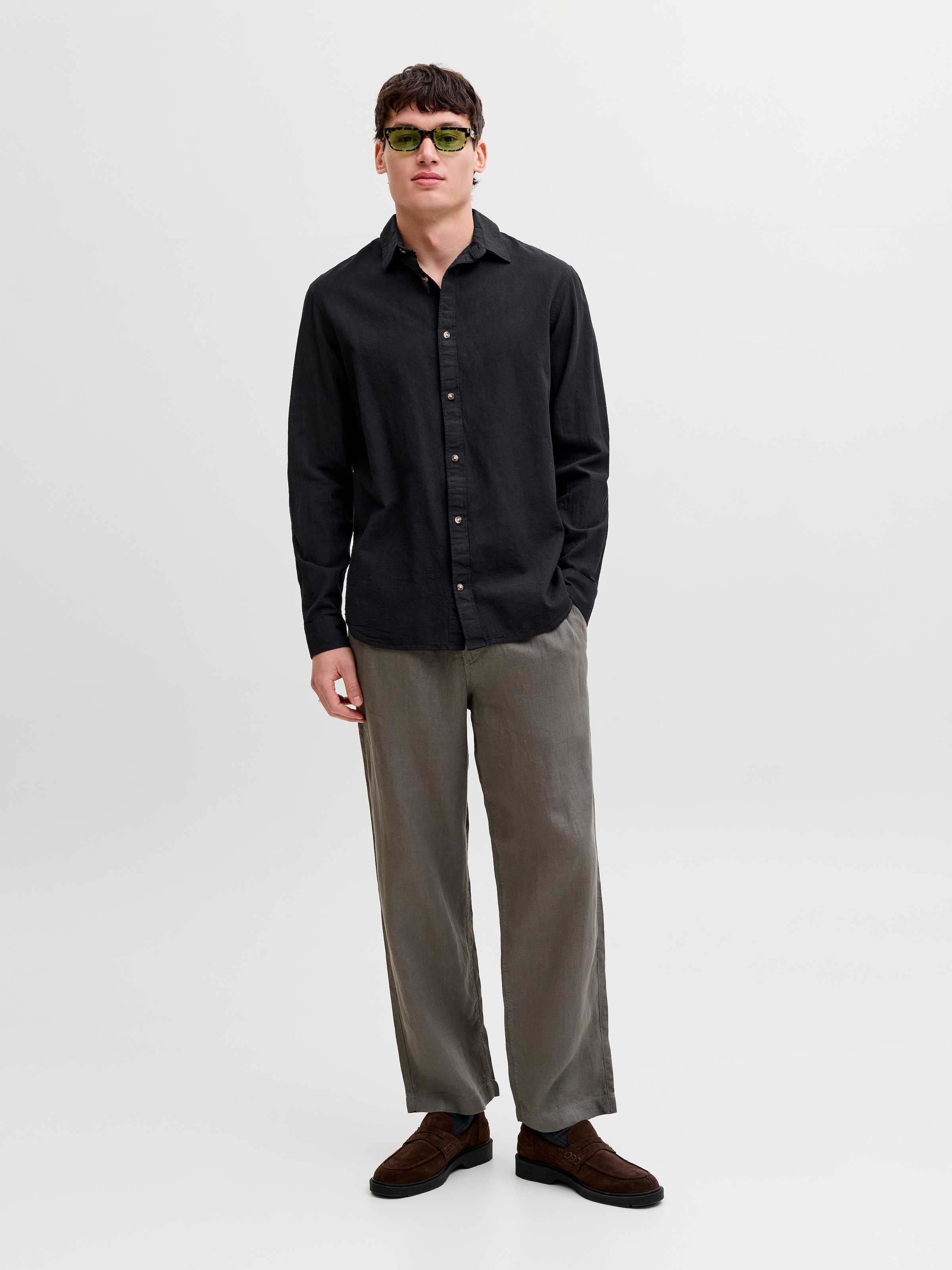 Jack & Jones Langarmhemd »JJESUMMER LINEN BLEND SHIRT L/S SN« Baumwollmischung, regular fit