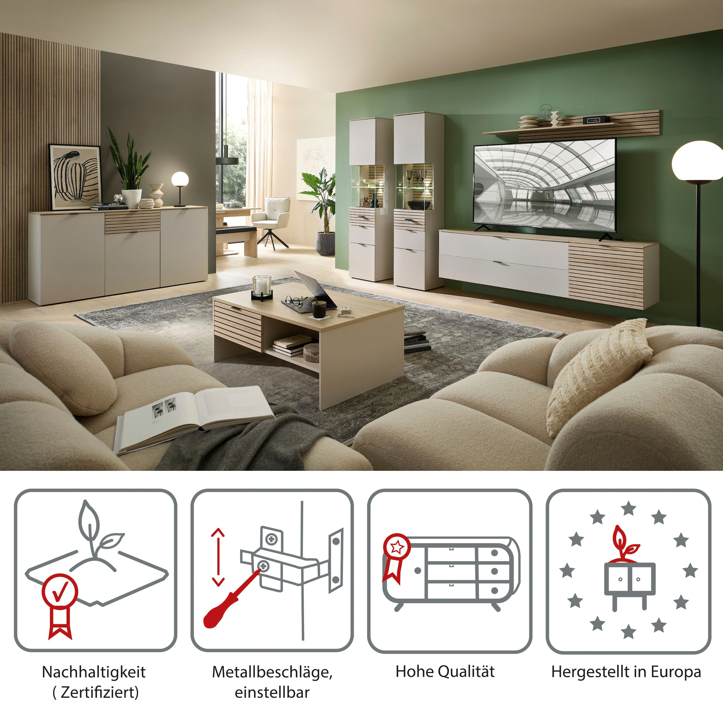Innostyle Wandboard »INA Wandboard, 160 x 22 x 22 cm (B/H/T)« 1 Stk. tlg. mit Boden, gefräste Front