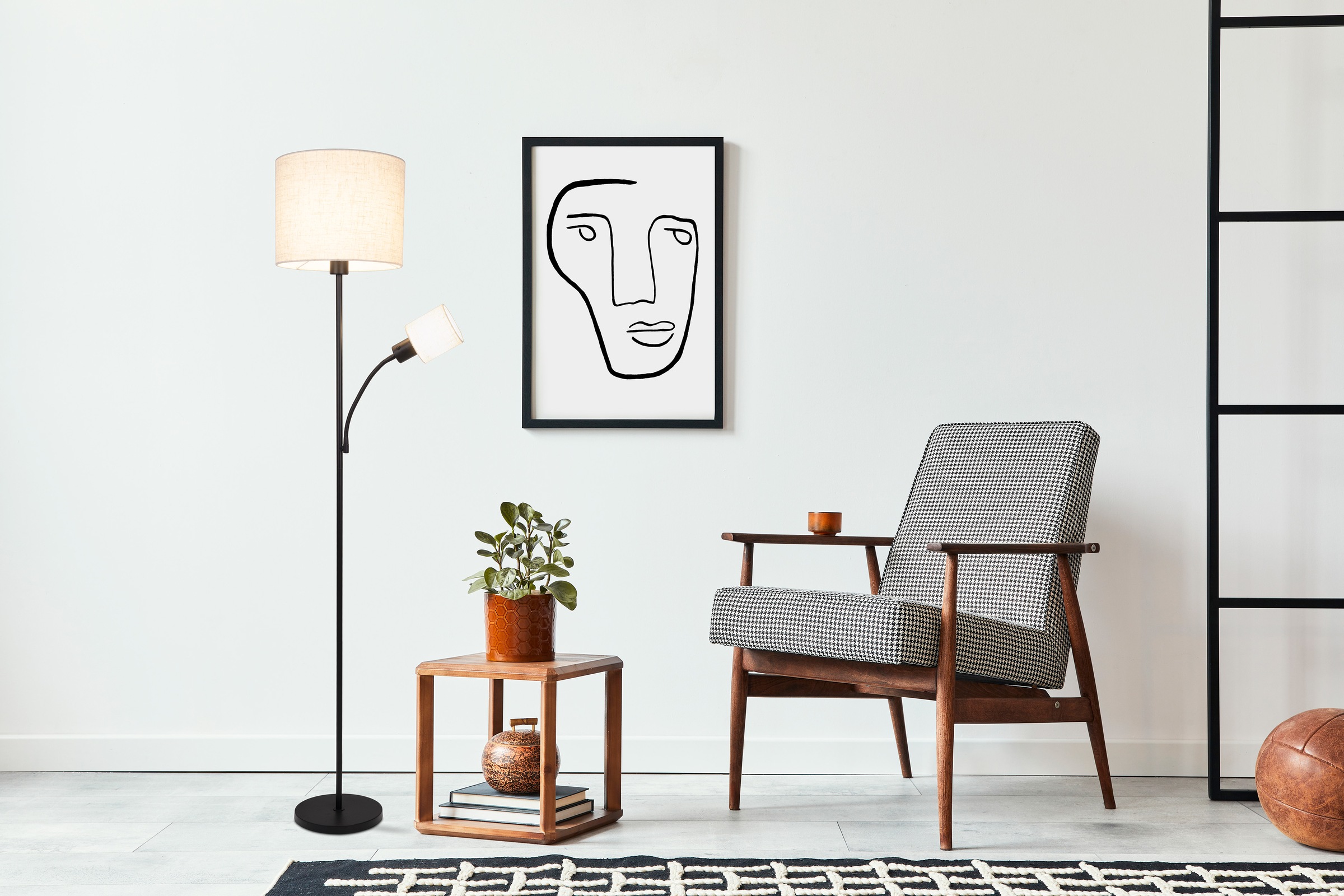 näve Stehlampe »Filomena« E14 | E27 1 Stk. Schirm braun, inkl. Lesearm, inkl. Druckschalter, H: 165cm