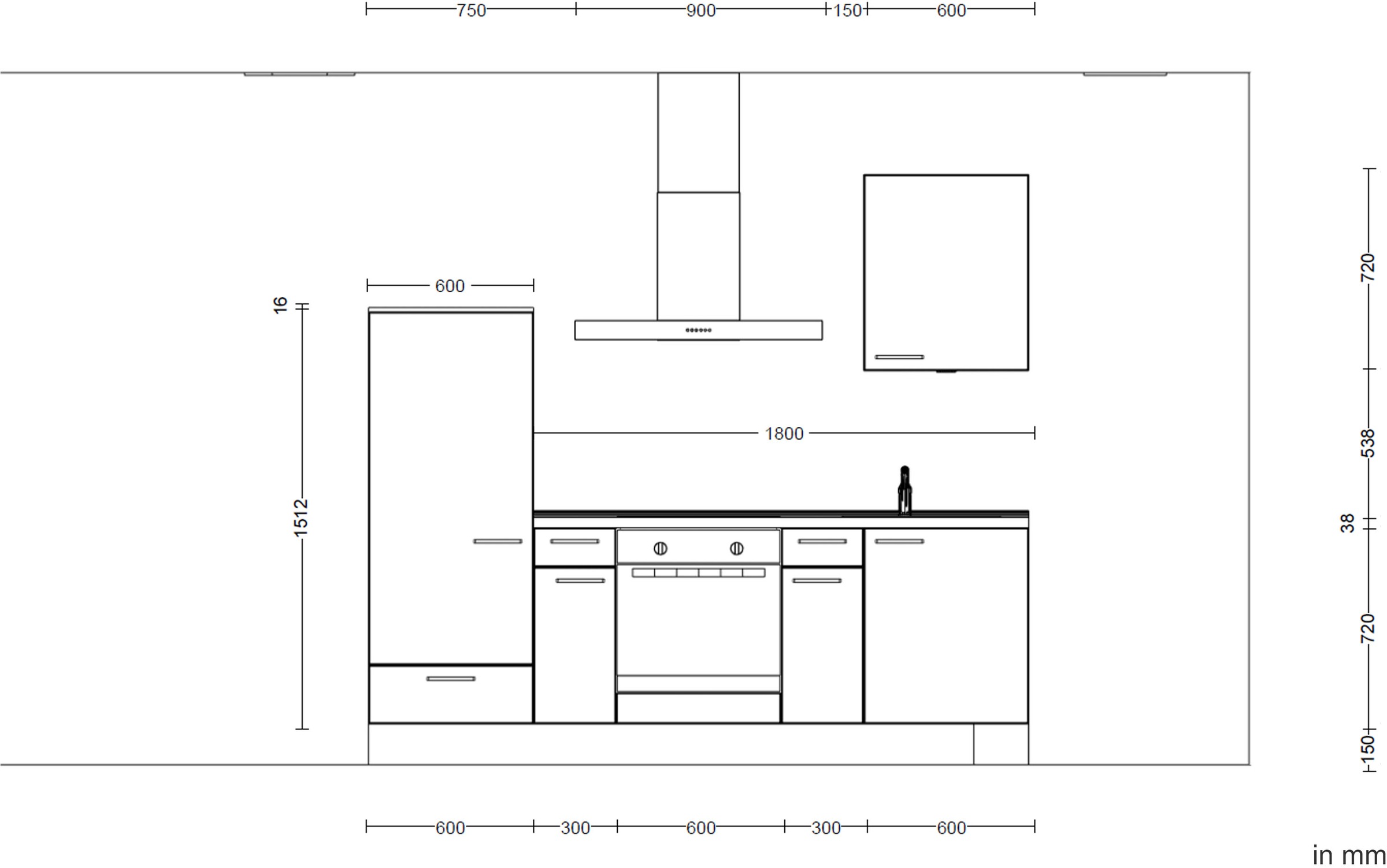 nobilia® Küchenzeile »"Laser I"«, vormontiert, Ausrichtung wählbar, Breite 240 cm, wahlw. mit E-Geräten