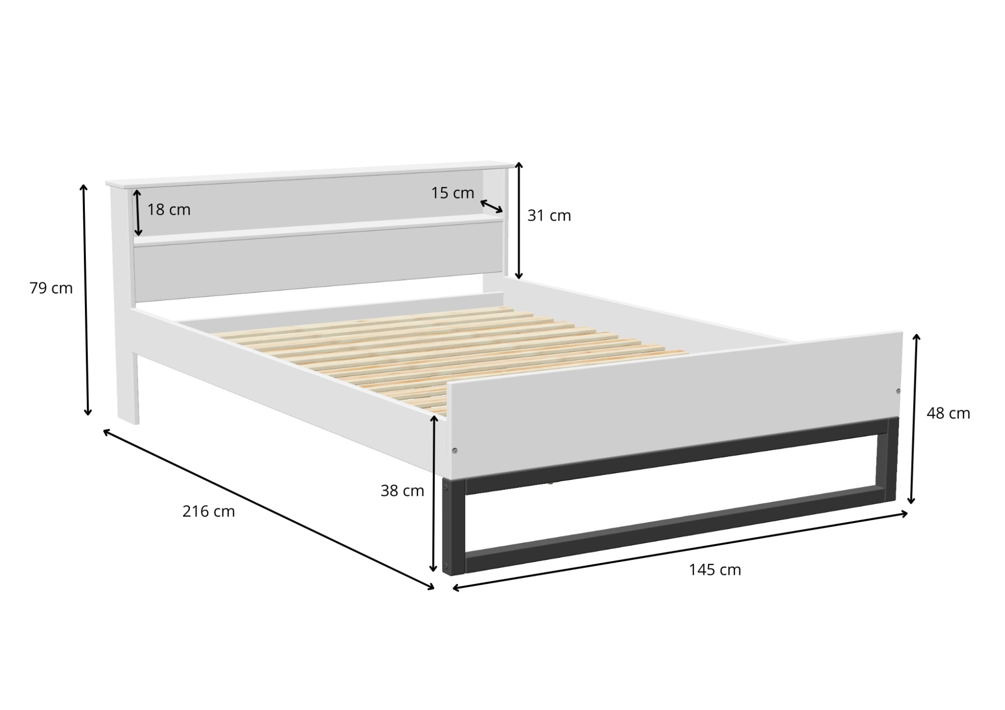 OTTO home Massivholzbett »Pannor, Industrial Design, mit Regal, Lattenrost inklusive« Liegefläche Breite 140 oder 180cm,  Kufengestell, bis 200 kg belastbar, FSC-zertifiziert, Made in EU