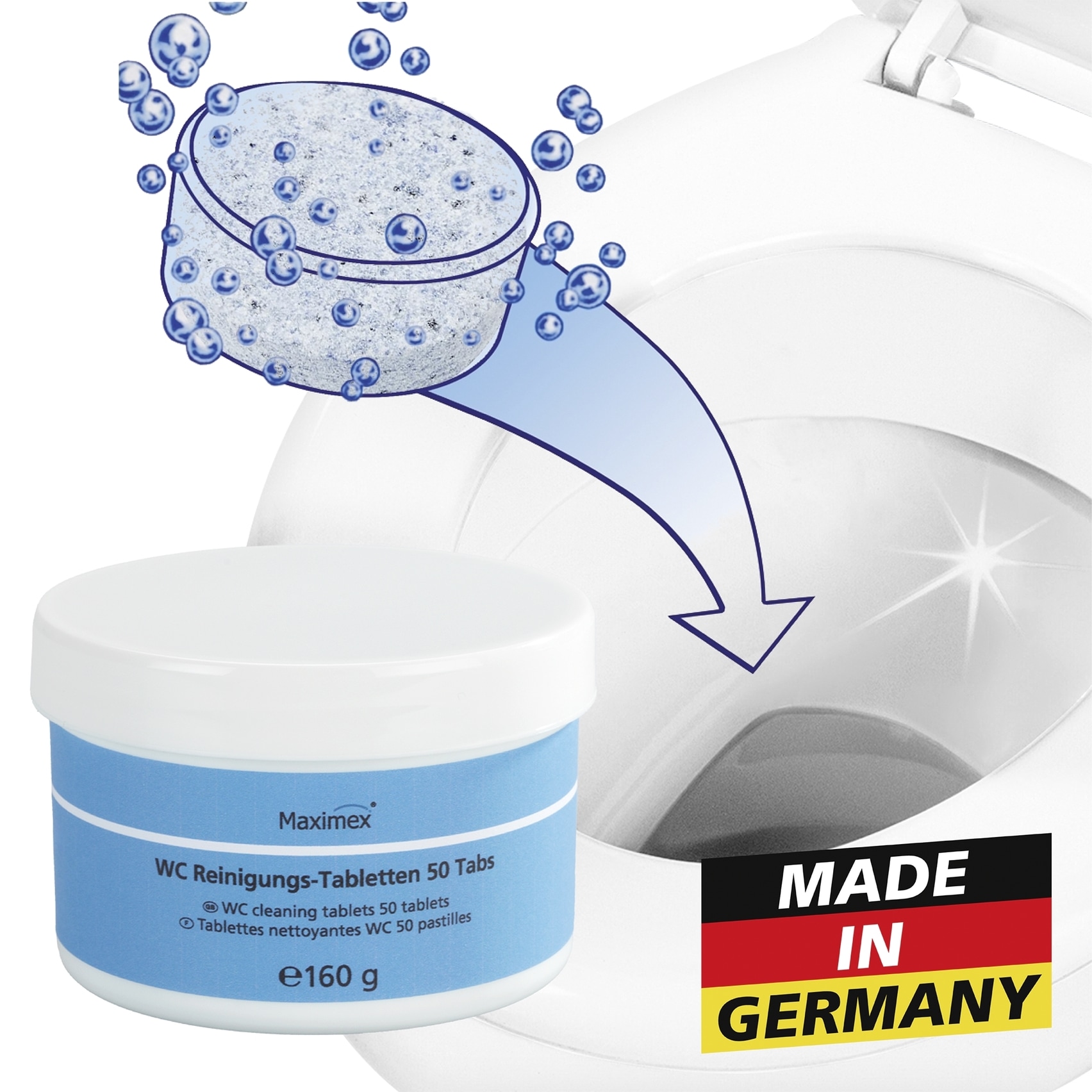 Maximex WC-Reiniger »WC-Reinigungstabletten« hochaktiv, stark gegen Urin, Kalk, Rost und Verfärbungen