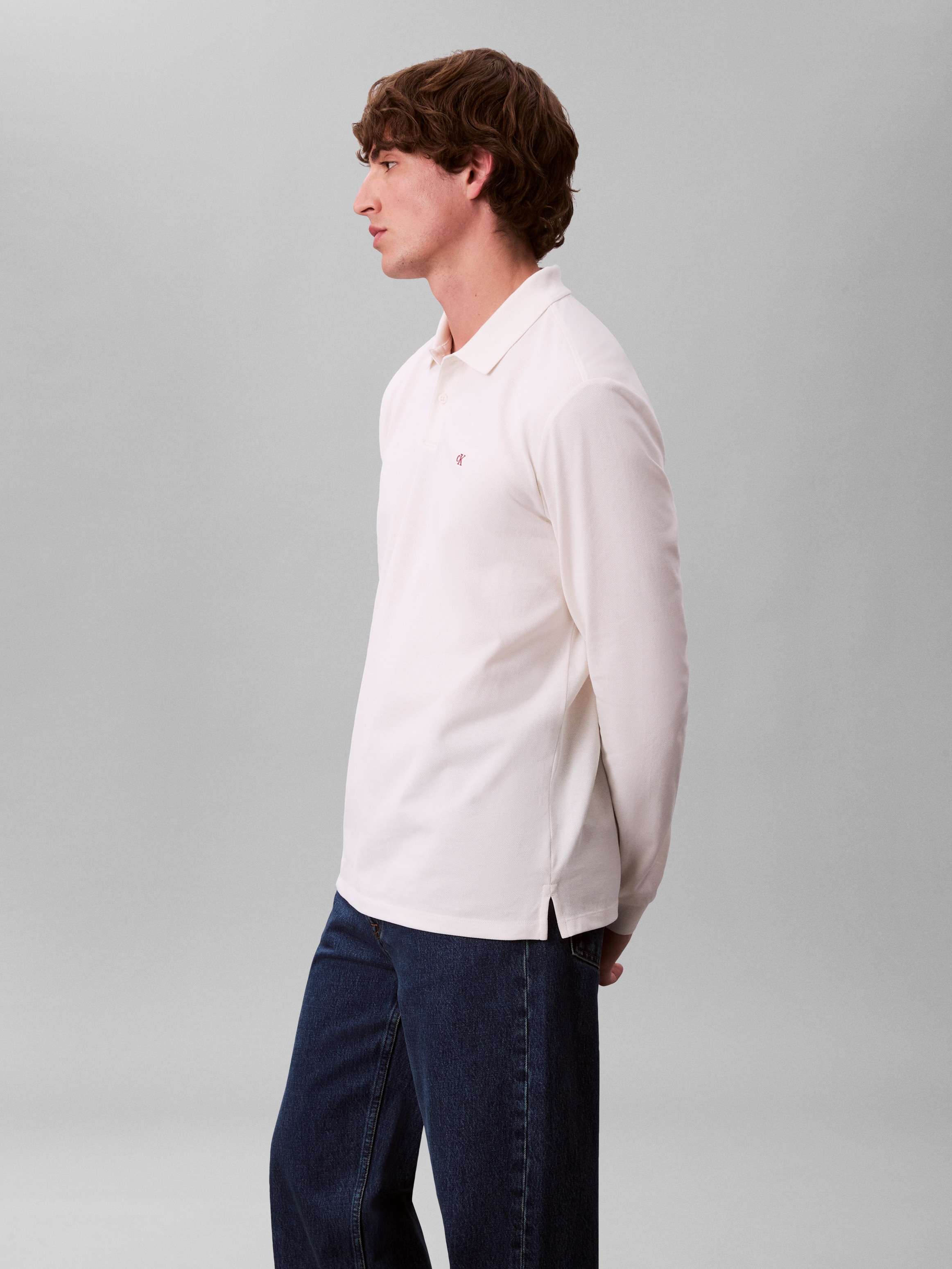 Calvin Klein Jeans Langarm-Poloshirt Regular fit mit Rundhalsausschnitt