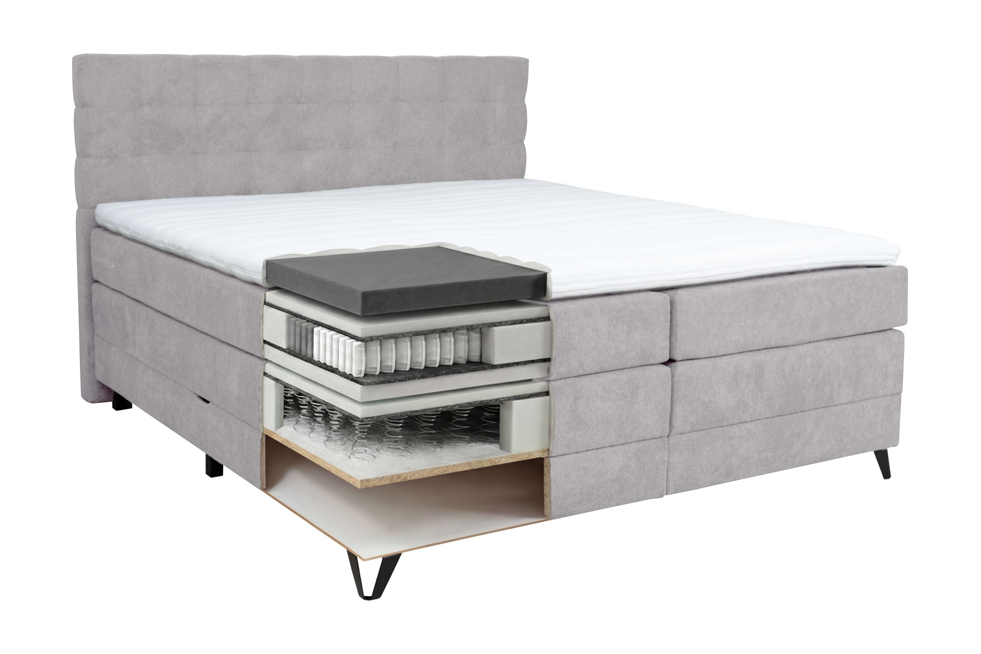 Home affaire Boxspringbett »Ilona, Doppelbett, Polsterbett, Federkernbett, Komforbett, 160, 180 cm« inkl. Topper, zwei Bettkästen, Taschen-Federkernmatratze, Härtegrad 3