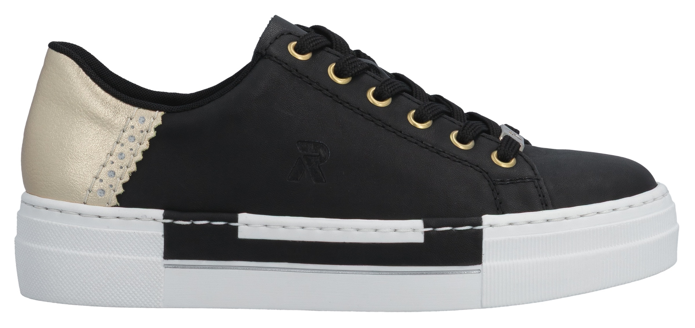 Rieker Plateausneaker  mit Metallic-Fersenkappe, Freizeitschuh, Halbschuh, Schnürschuh