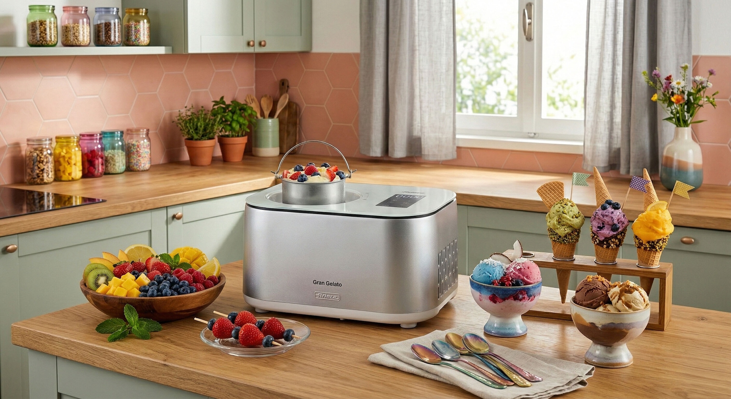 Ariete Eismaschine »Gran Gelato« 1 l 100 W Die integrierte Nachkühlfunktion Hält dein Eis bis zu 1 Stunde kühl.