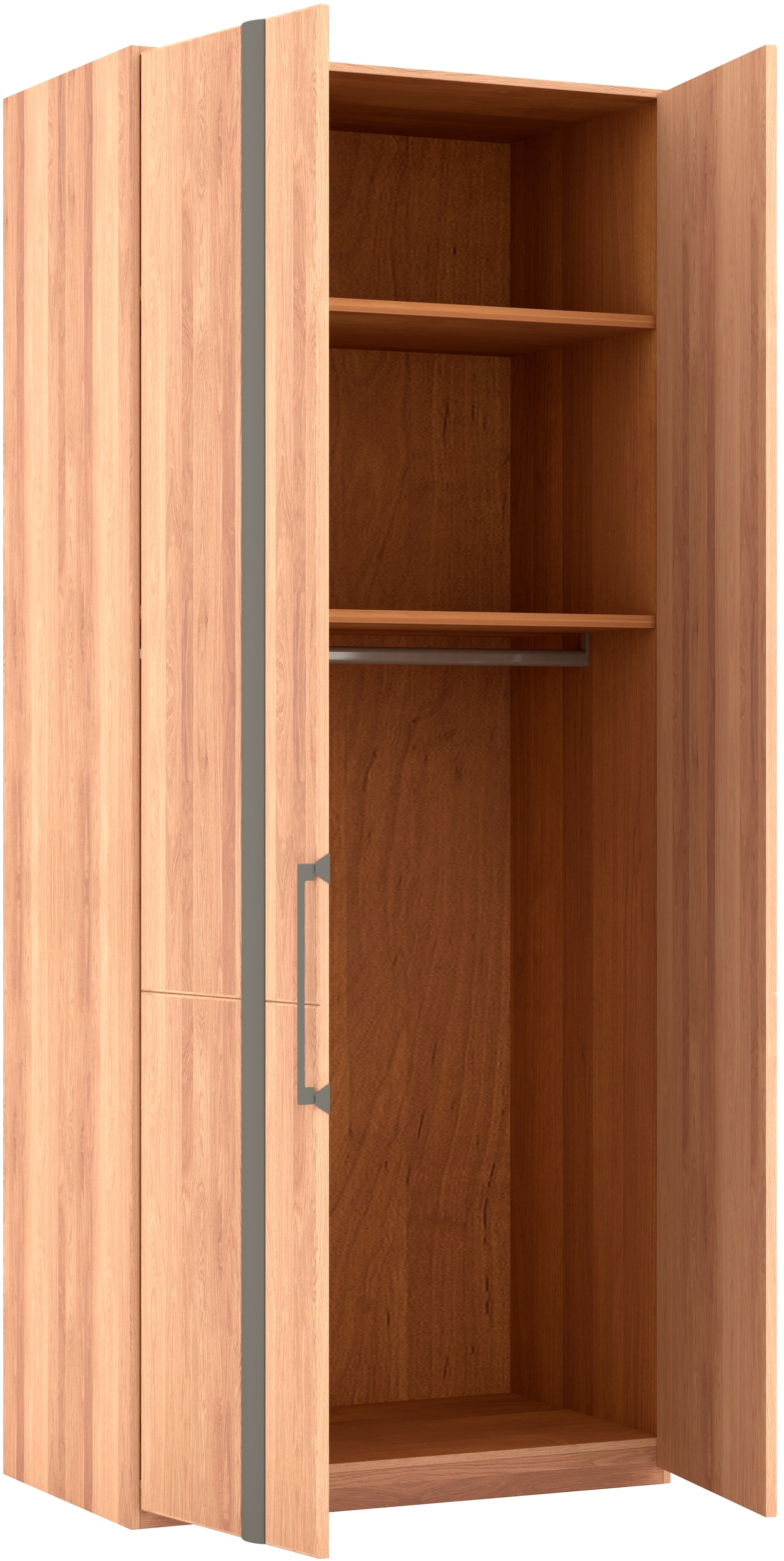 Musterring Drehtürenschrank »Sorrent, Kleiderschrank, teilmassiv Eiche«, (mit Türdämpfern, in 5 Breiten & 2 Höhen, extra Böden, MADE IN GERMANY), Türen in Eiche massiv mit Absetzung in Schiefer, verschiedene Maße