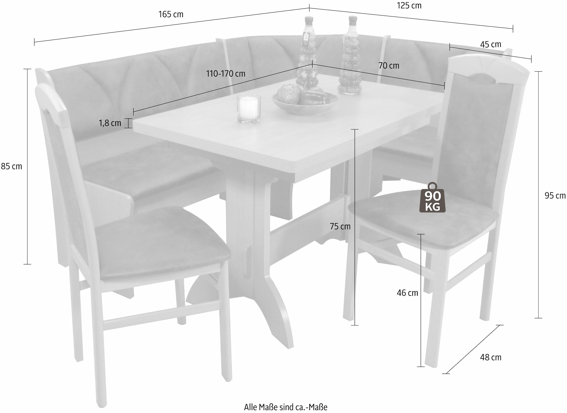 Home affaire Essgruppe »Halle«, (Set, 4 tlg.), mit Truheneckbank