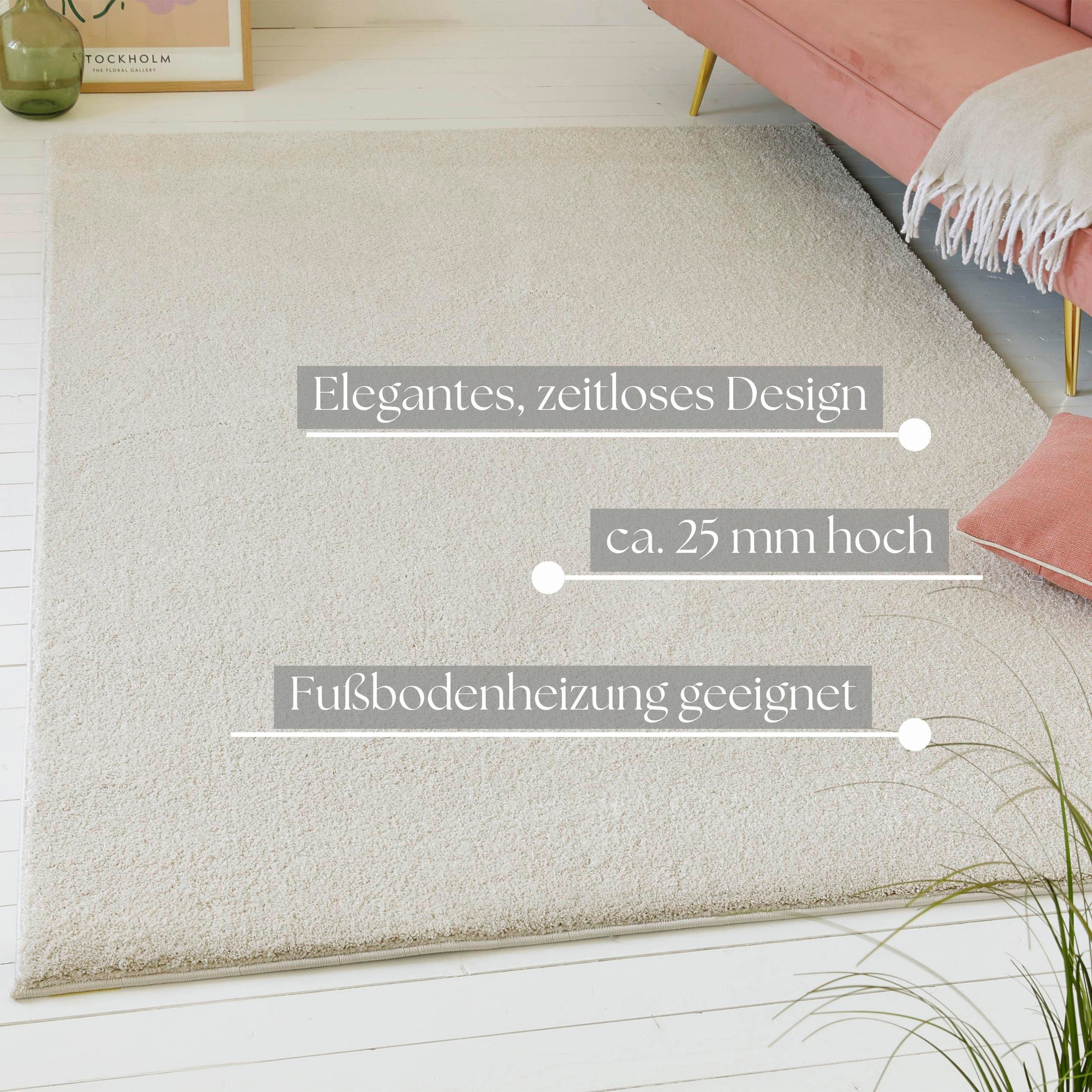 my home Hochflor-Teppich »Yvaine, auch als Läufer erhältlich«, rechteckig, 25 mm Höhe, Langflor, Shaggy, dichter weicher Hochflor, meliert, Wohnzimmer